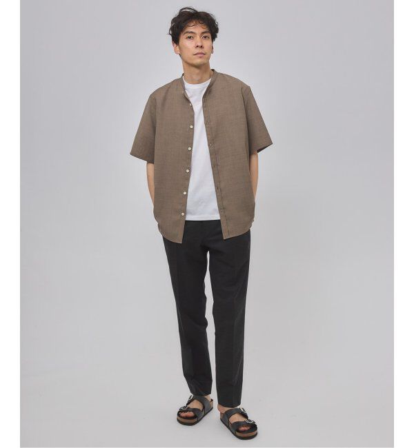 EDIFICE「"接触冷感＆吸水速乾" EVALET メッシュ バンドカラー シャツ」|シャツ・ブラウス|