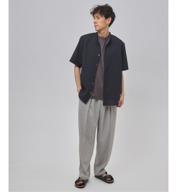 EDIFICE「"接触冷感＆吸水速乾" EVALET メッシュ バンドカラー シャツ」|シャツ・ブラウス|