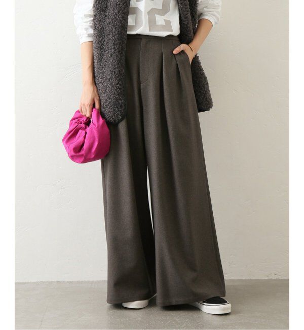 JOURNAL STANDARD relume「《追加2》ウォッシャブルサージストレッチタックワイドパンツ」|スラックス|グレー