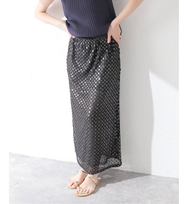 journal standard L'essage「【BAUM UND PFERDGARTEN/バウムウンドヘルガーデン】GLITTER FLOWERS SK：スカート」|スカート|ブラック