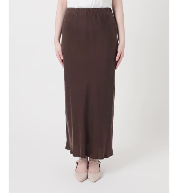 NOBLE「《追加》キュプラサテンナローAラインスカート」|スカート|