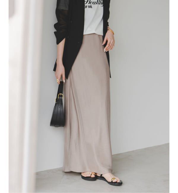 NOBLE「《追加》キュプラサテンナローAラインスカート」|スカート|