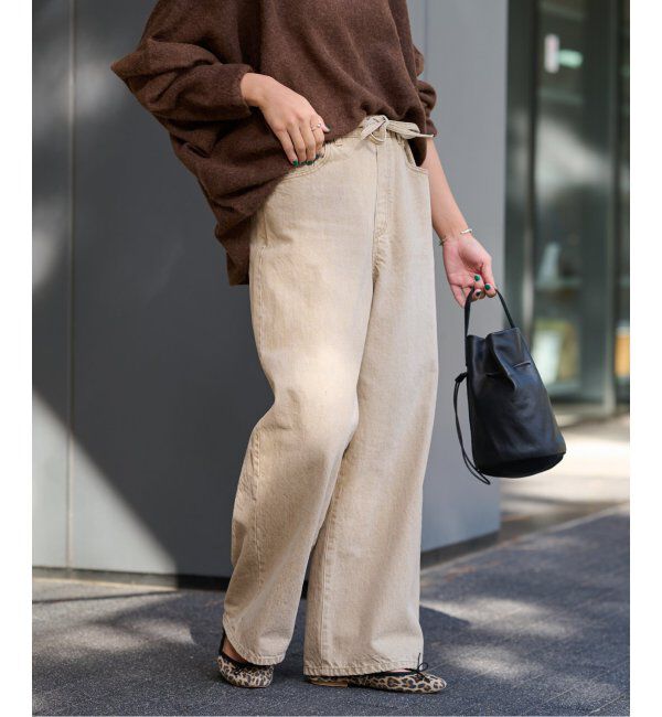 FRAMeWORK「ブリーチデニムイージーパンツ」|デニム|ベージュ