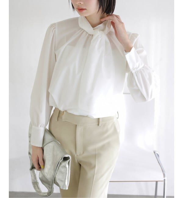  「【洗える】ボータイ2WAYブラウス」|シャツ・ブラウス|ホワイト
