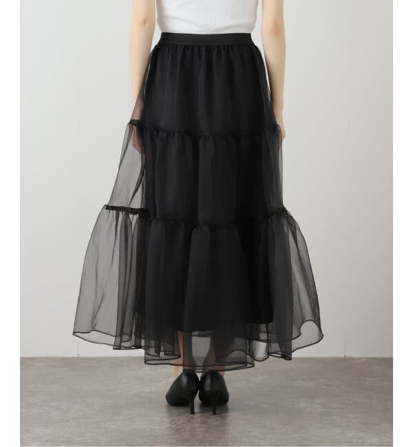  「【洗える】オーガンジーティアードスカート」|スカート|