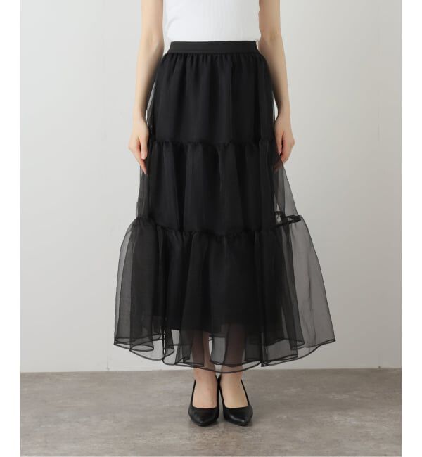  「【洗える】オーガンジーティアードスカート」|スカート|