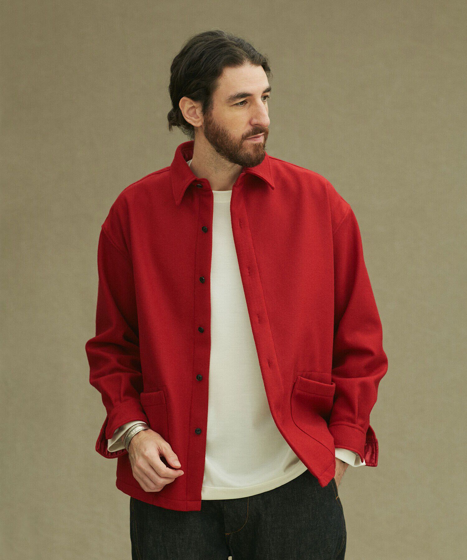 nano･universe「LB.02/ブランケットガーデニングシャツブルゾン」|ブルゾン・スタジャン|レッド