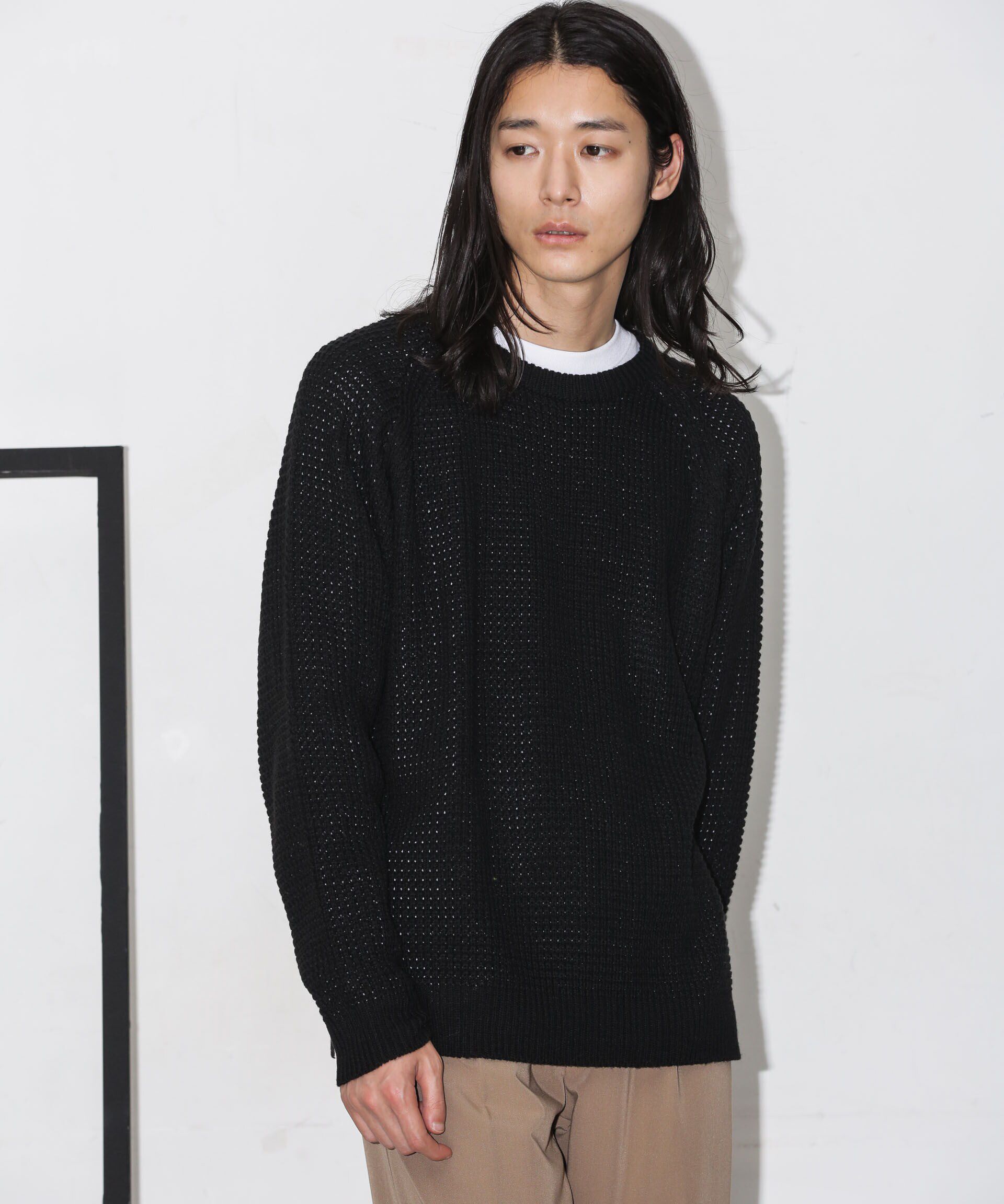 nano･universe「ワッフルラグランニット」|ニット・セーター|