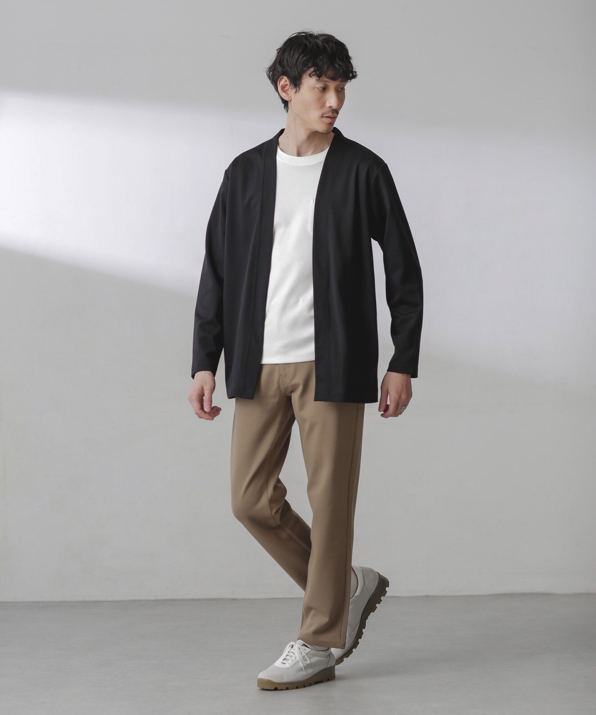 nano･universe「ストレッチポンチテーパード5Pパンツ」|チノ|ベージュ