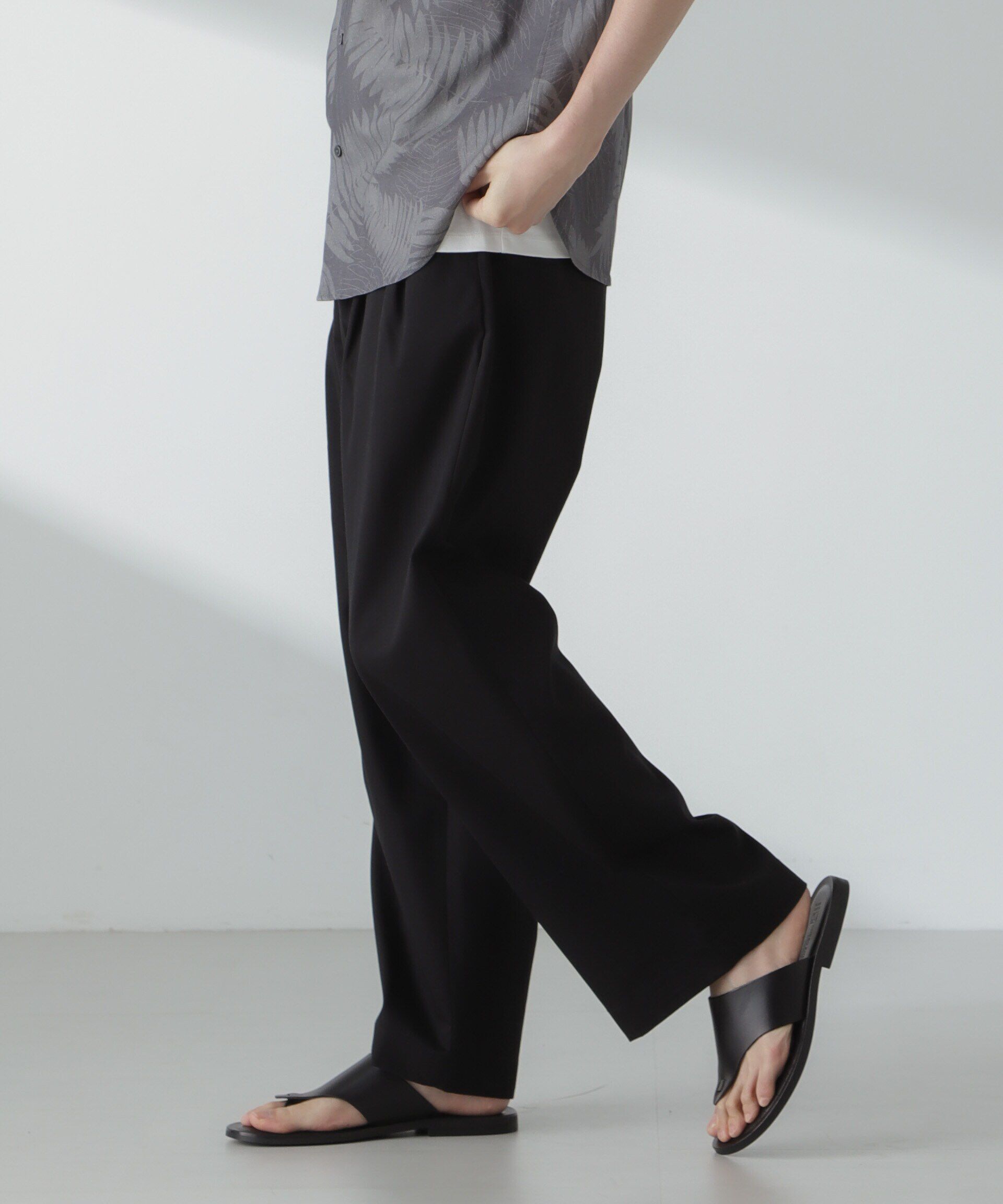 nano･universe「「大人のワイドパンツ」2タックワイドトラウザーズ」|チノ|ブラック