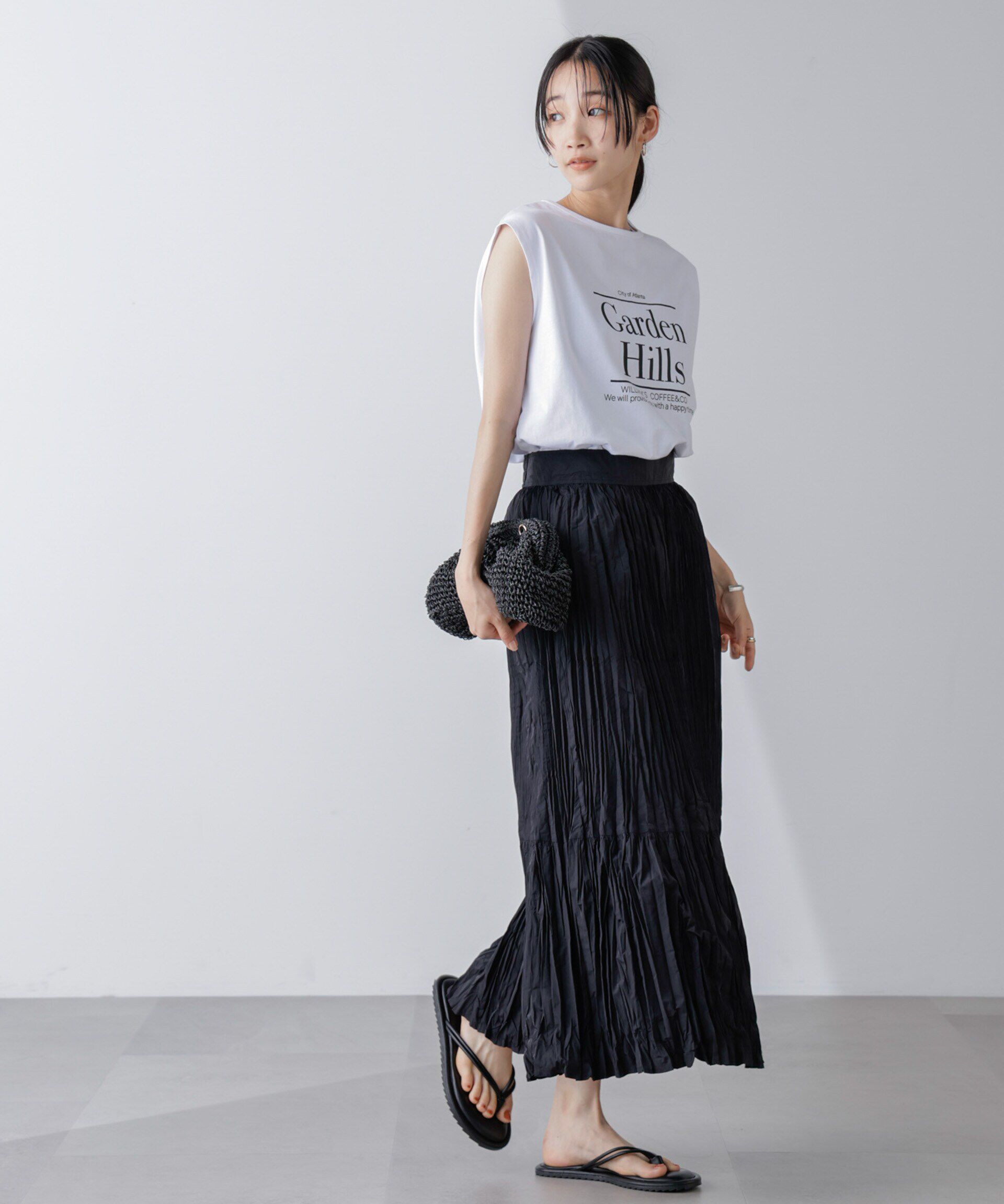 nano･universe「裾切り替えワッシャープリーツスカート」|スカート|