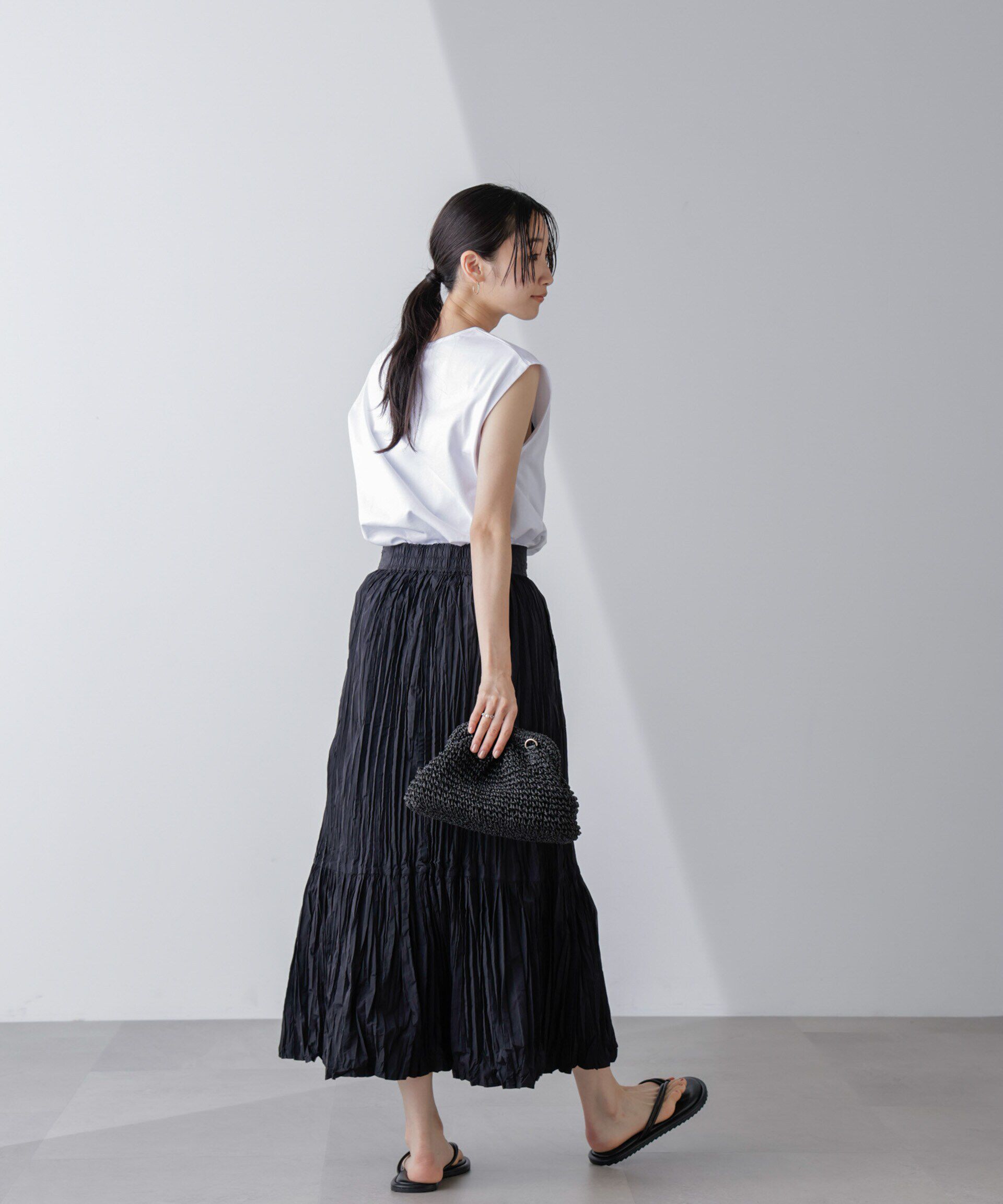 nano･universe「裾切り替えワッシャープリーツスカート」|スカート|