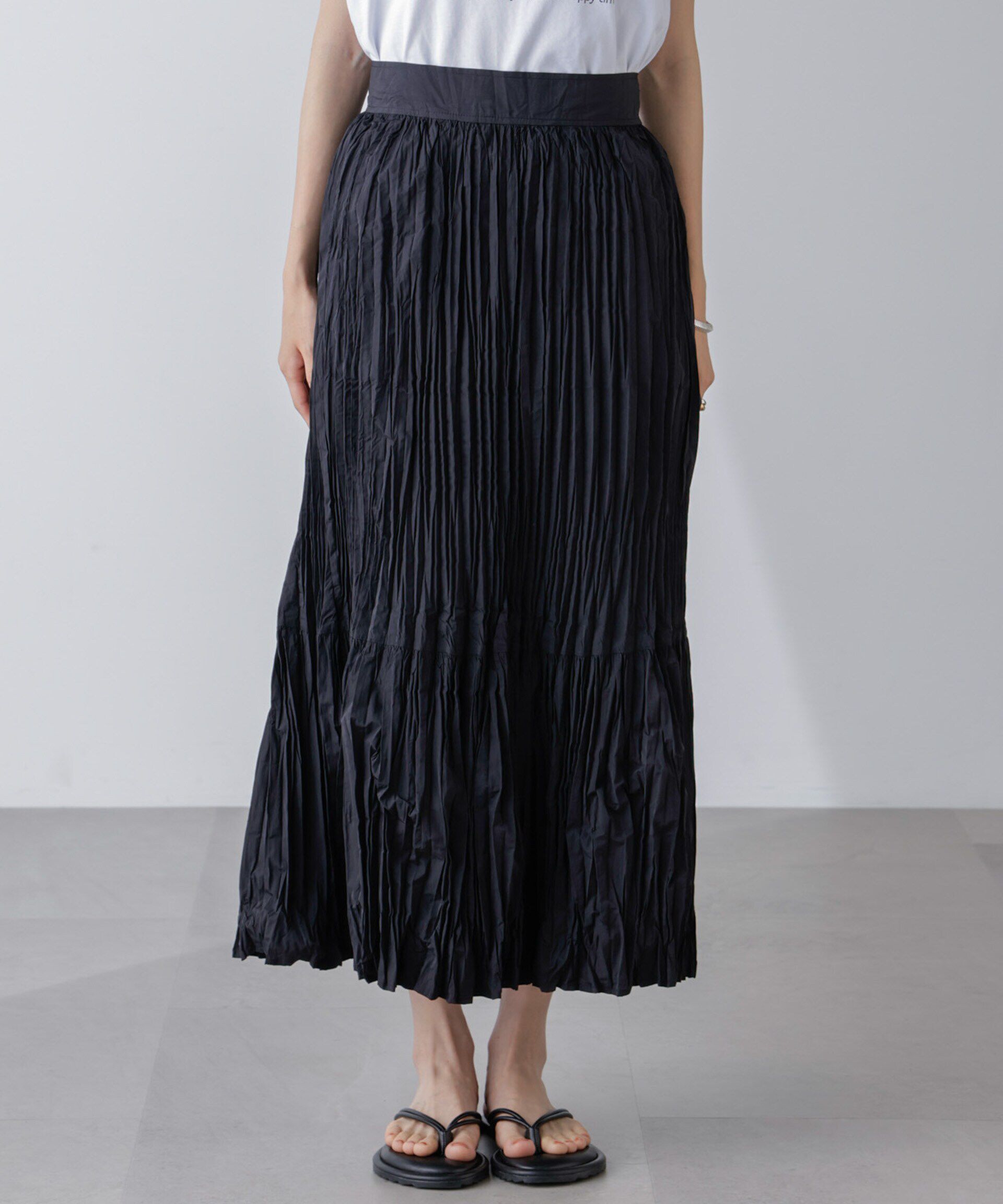 nano･universe「裾切り替えワッシャープリーツスカート」|スカート|