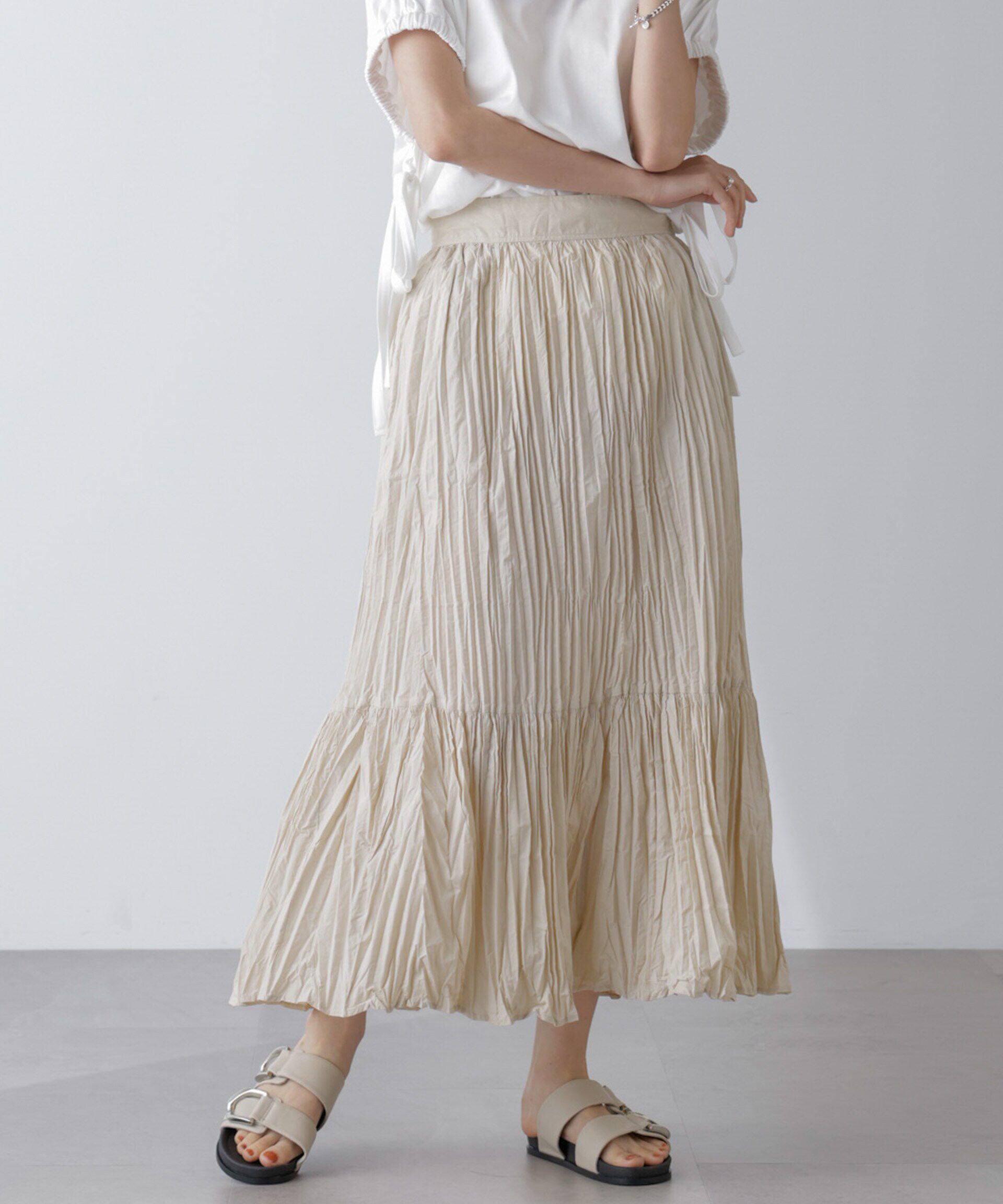 nano･universe「裾切り替えワッシャープリーツスカート」|スカート|