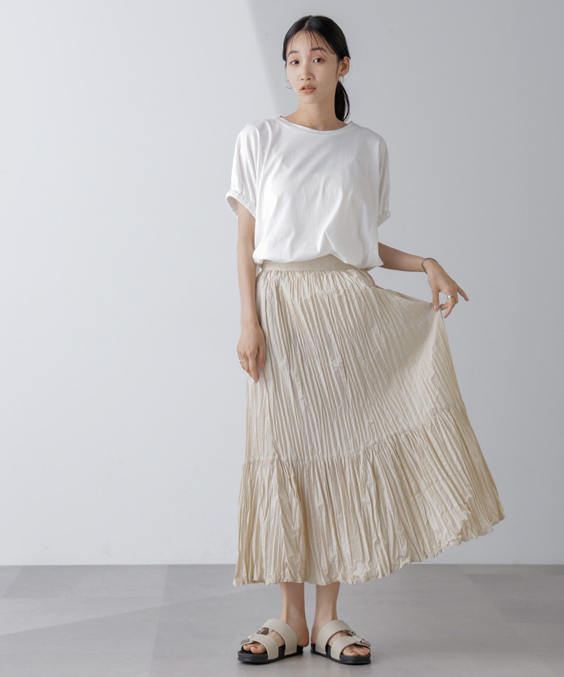 nano･universe「裾切り替えワッシャープリーツスカート」|スカート|