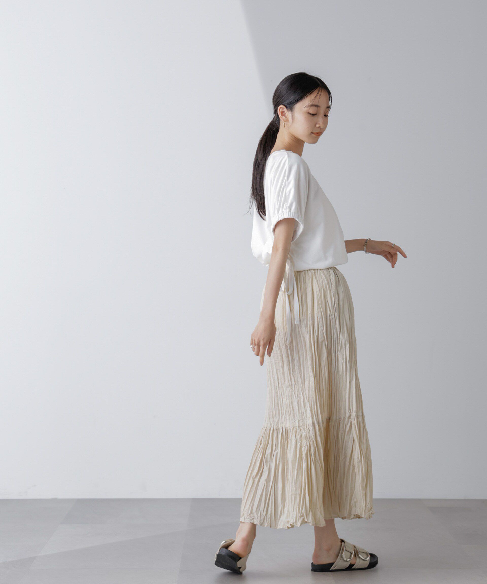 nano･universe「裾切り替えワッシャープリーツスカート」|スカート|