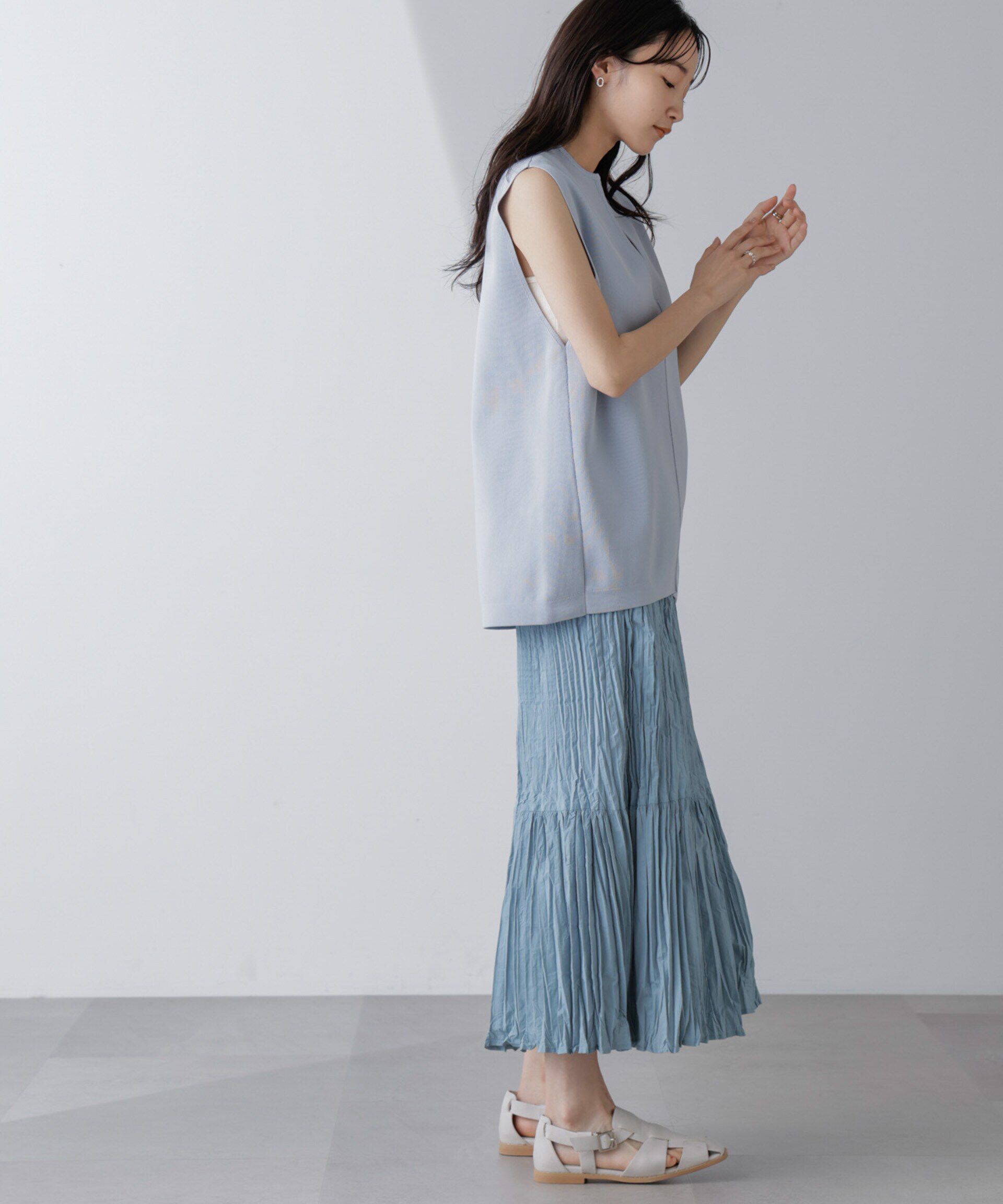 nano･universe「裾切り替えワッシャープリーツスカート」|スカート|