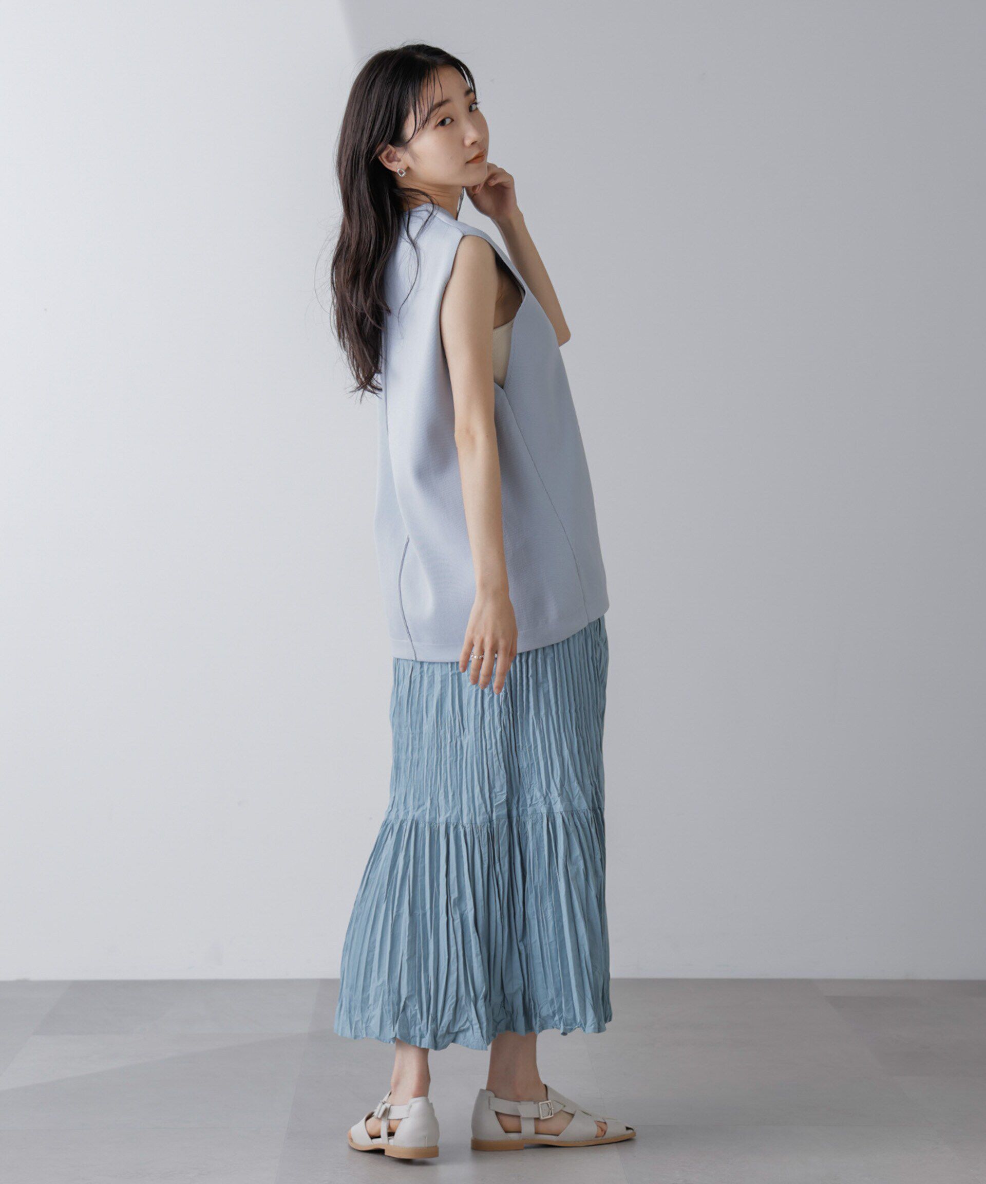 nano･universe「裾切り替えワッシャープリーツスカート」|スカート|