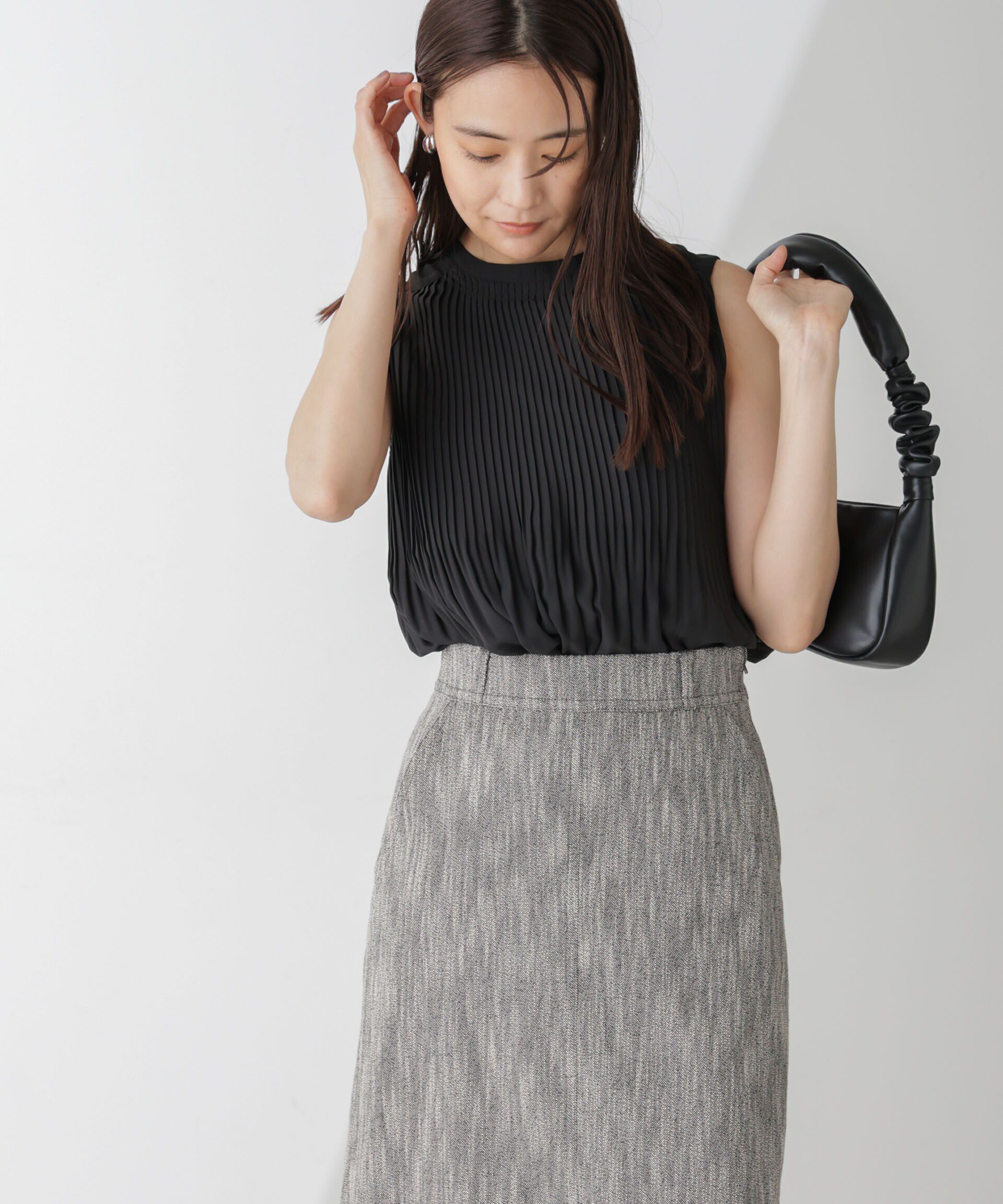 nano･universe「プリーツノースリーブブラウス」|シャツ・ブラウス|