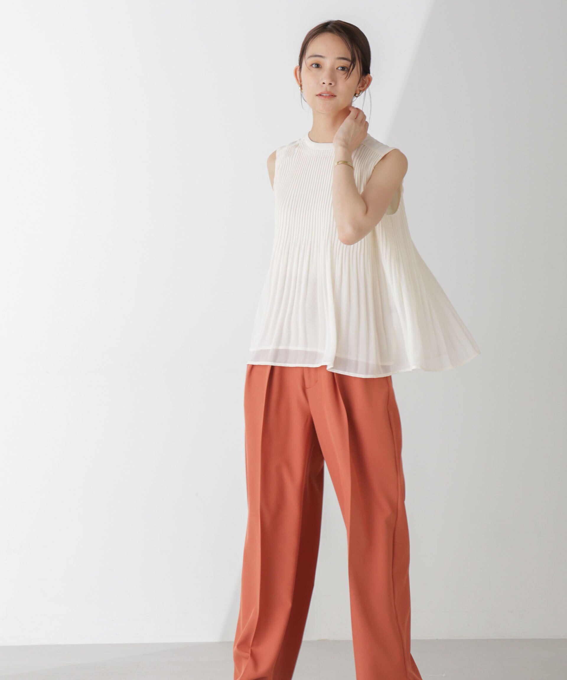 nano･universe「プリーツノースリーブブラウス」|シャツ・ブラウス|