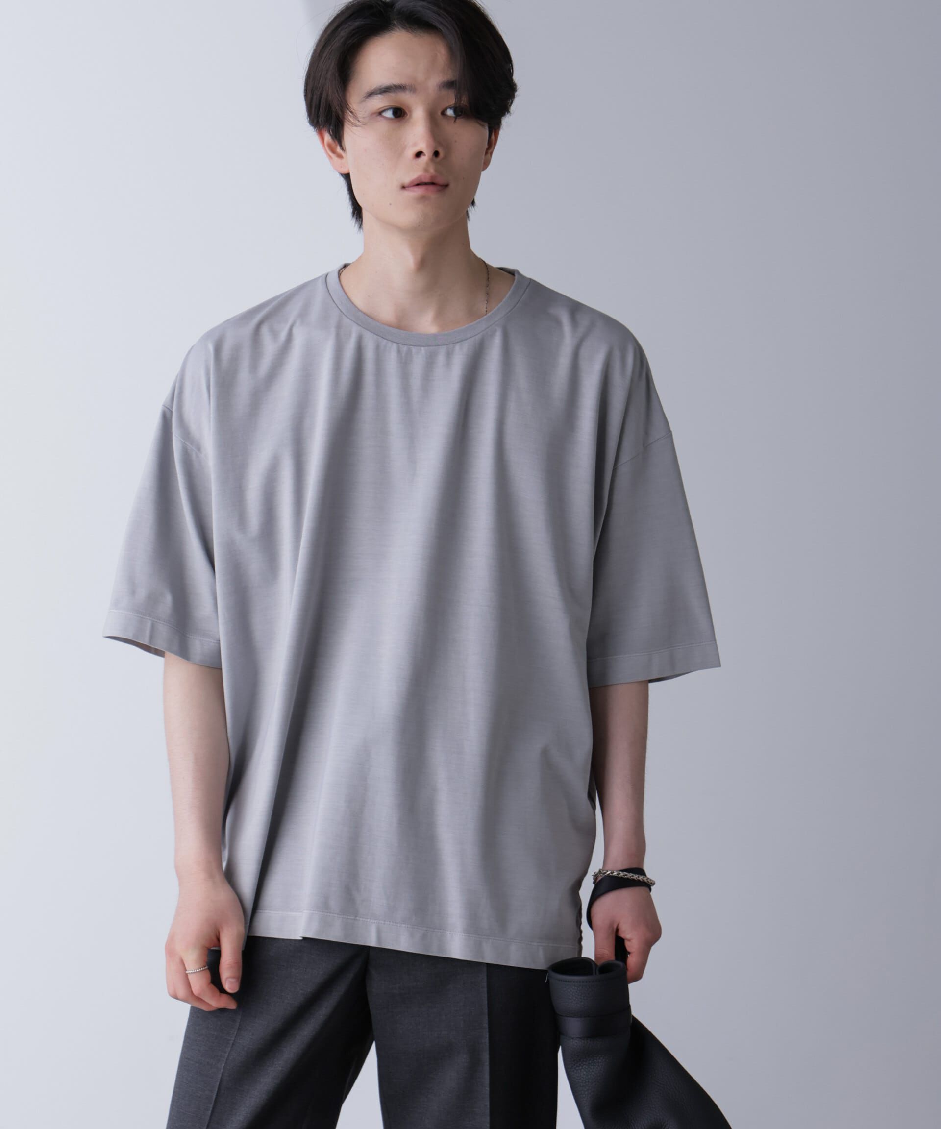 nano･universe「ピグメントビッグTシャツ 半袖」|Tシャツ・カットソー|L.グレー1