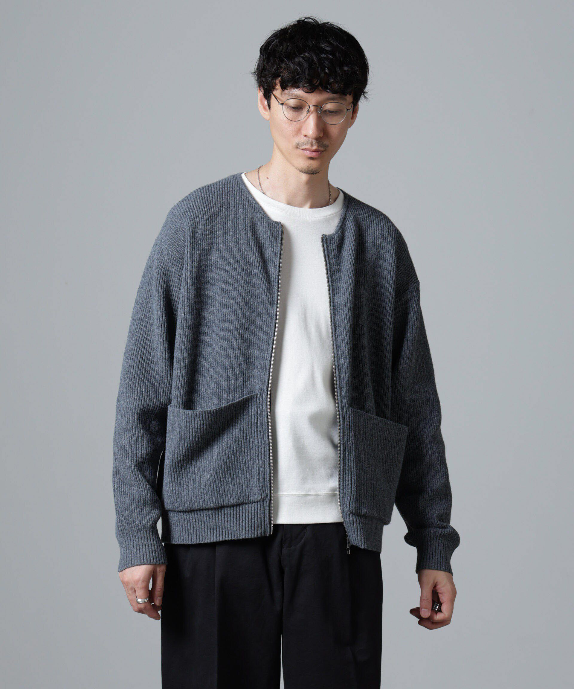 nano･universe「畔編みニットブルゾン」|ニット・セーター|