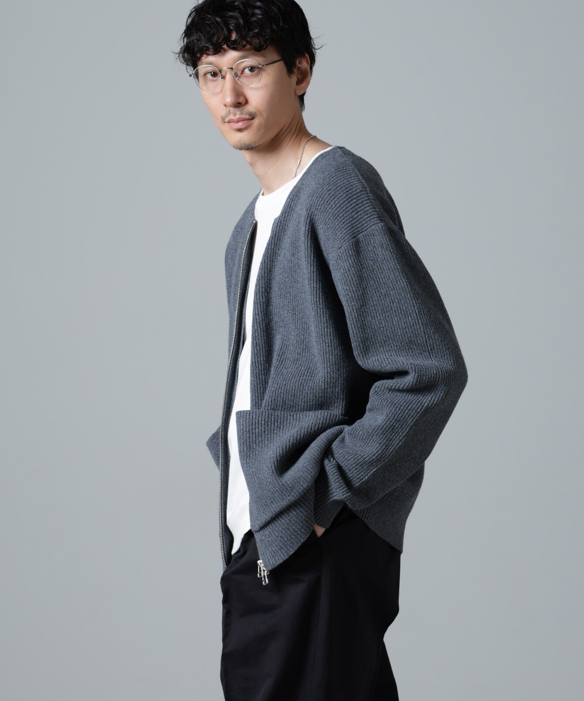 nano･universe「畔編みニットブルゾン」|ニット・セーター|