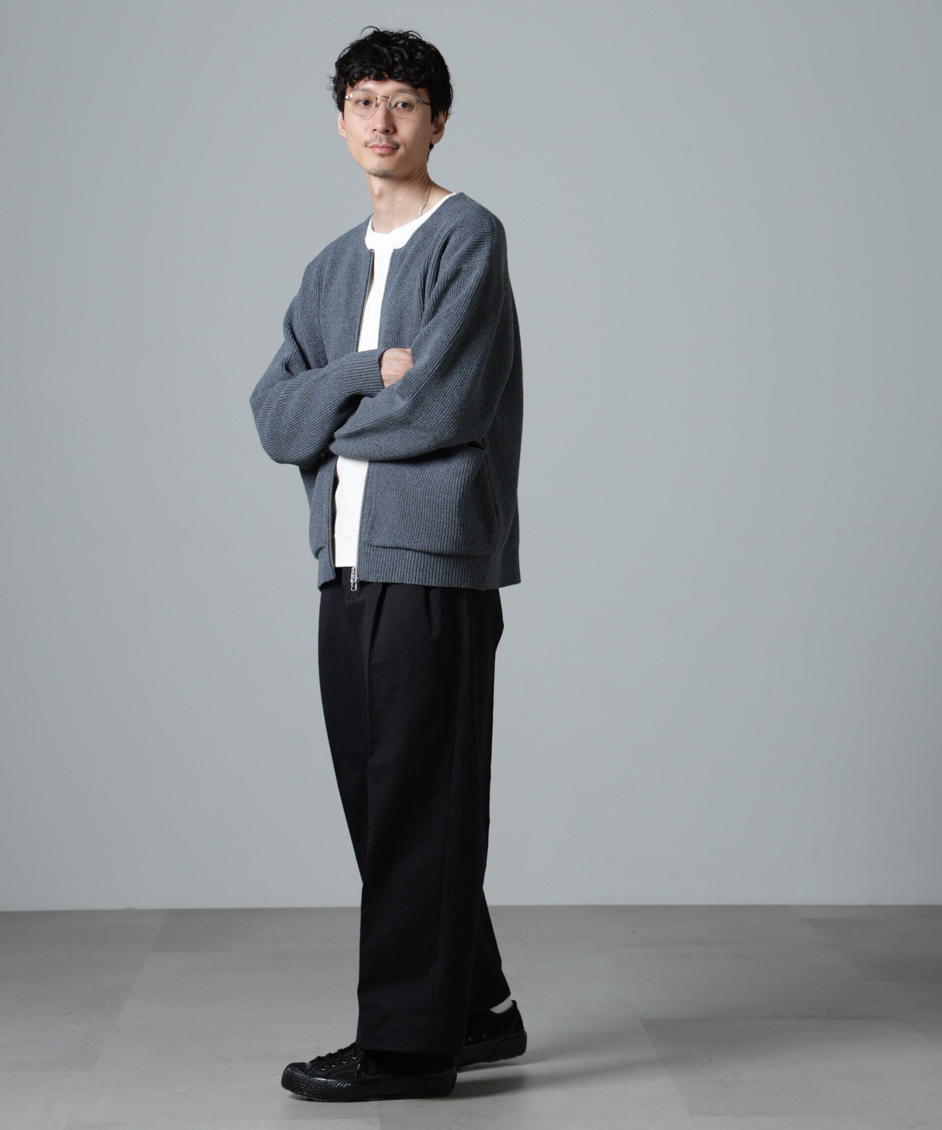 nano･universe「畔編みニットブルゾン」|ニット・セーター|