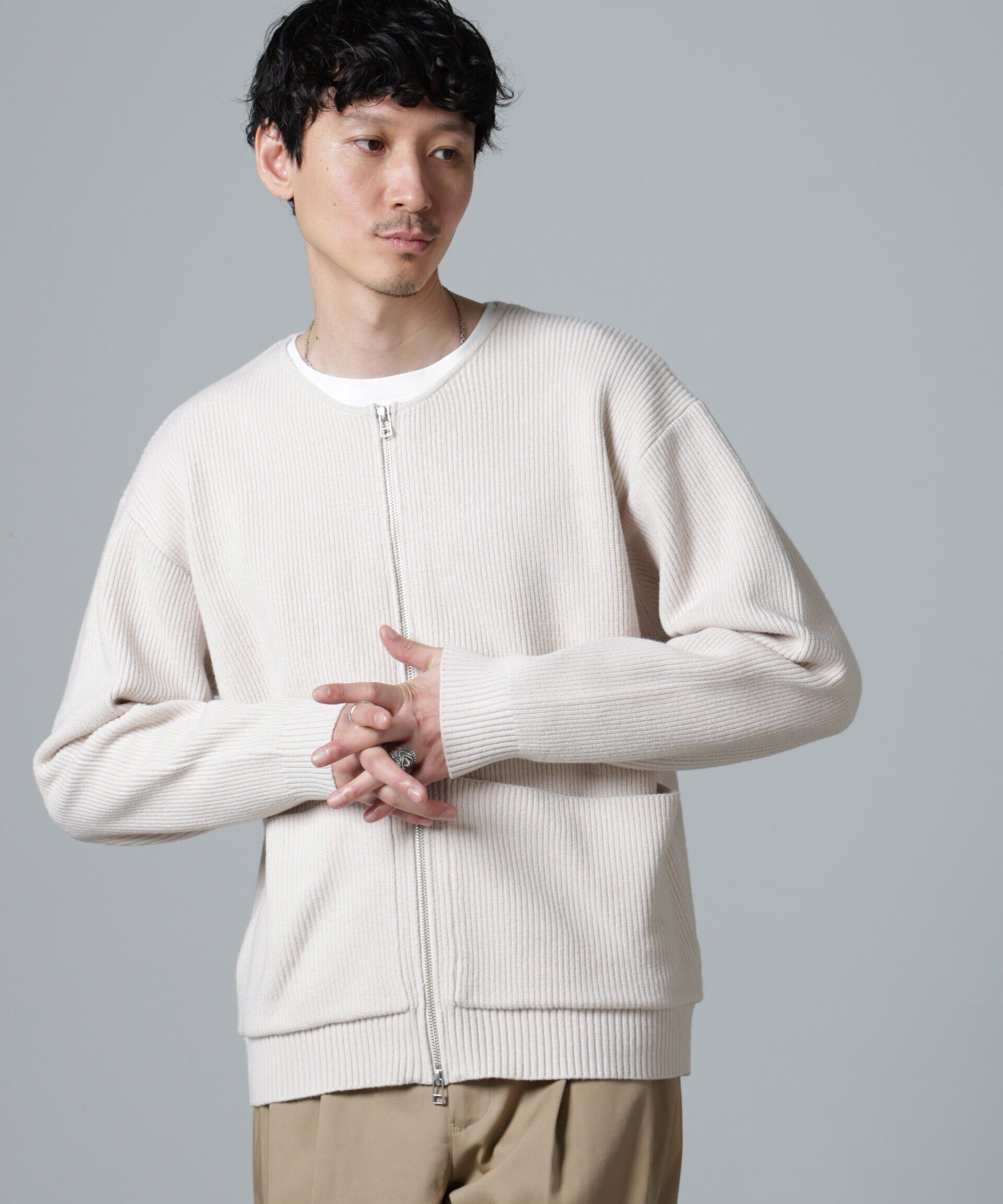 nano･universe「畔編みニットブルゾン」|ニット・セーター|