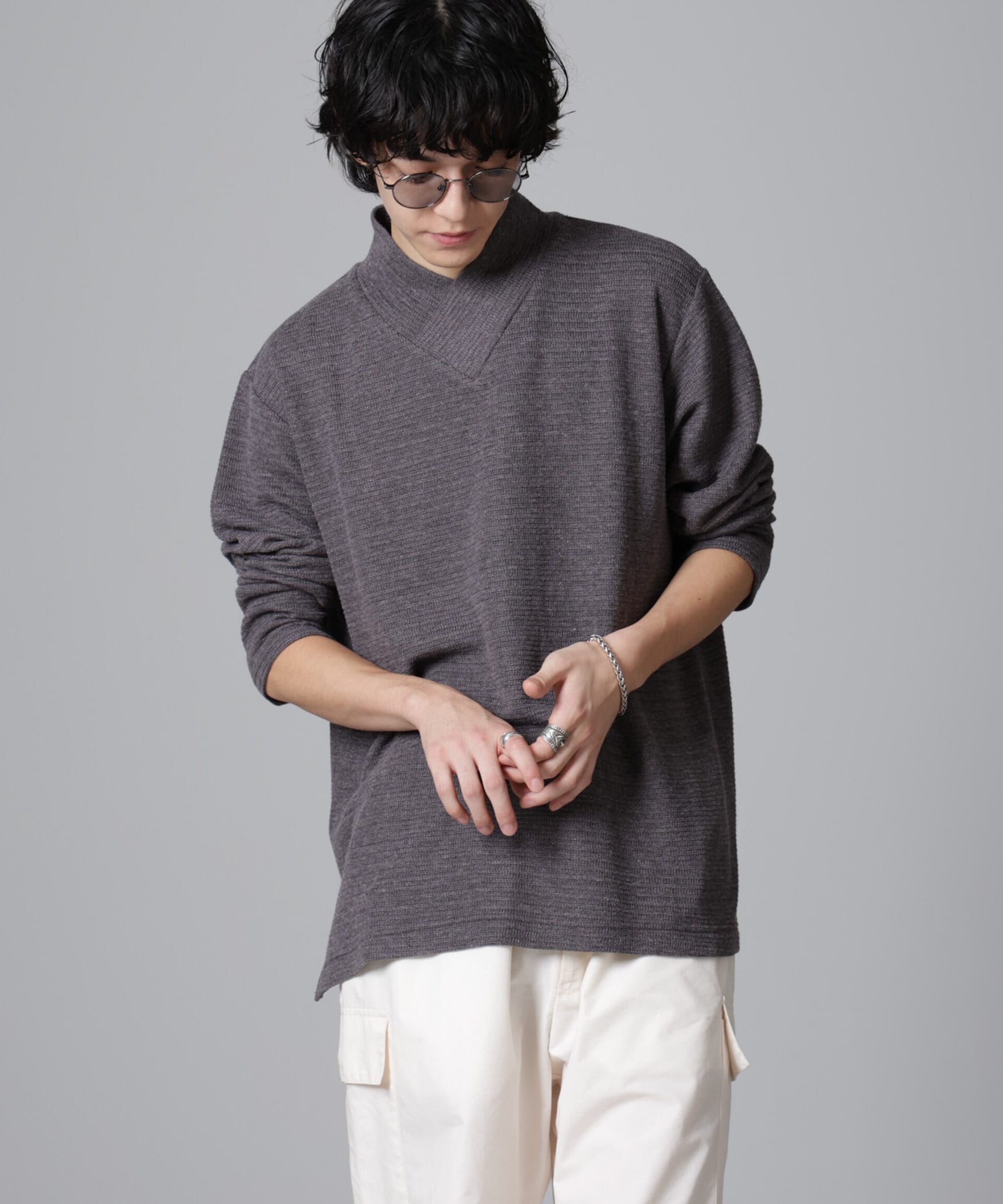 nano･universe「WEB限定/デザインネックサーマルプルオーバー 長袖」|Tシャツ・カットソー|