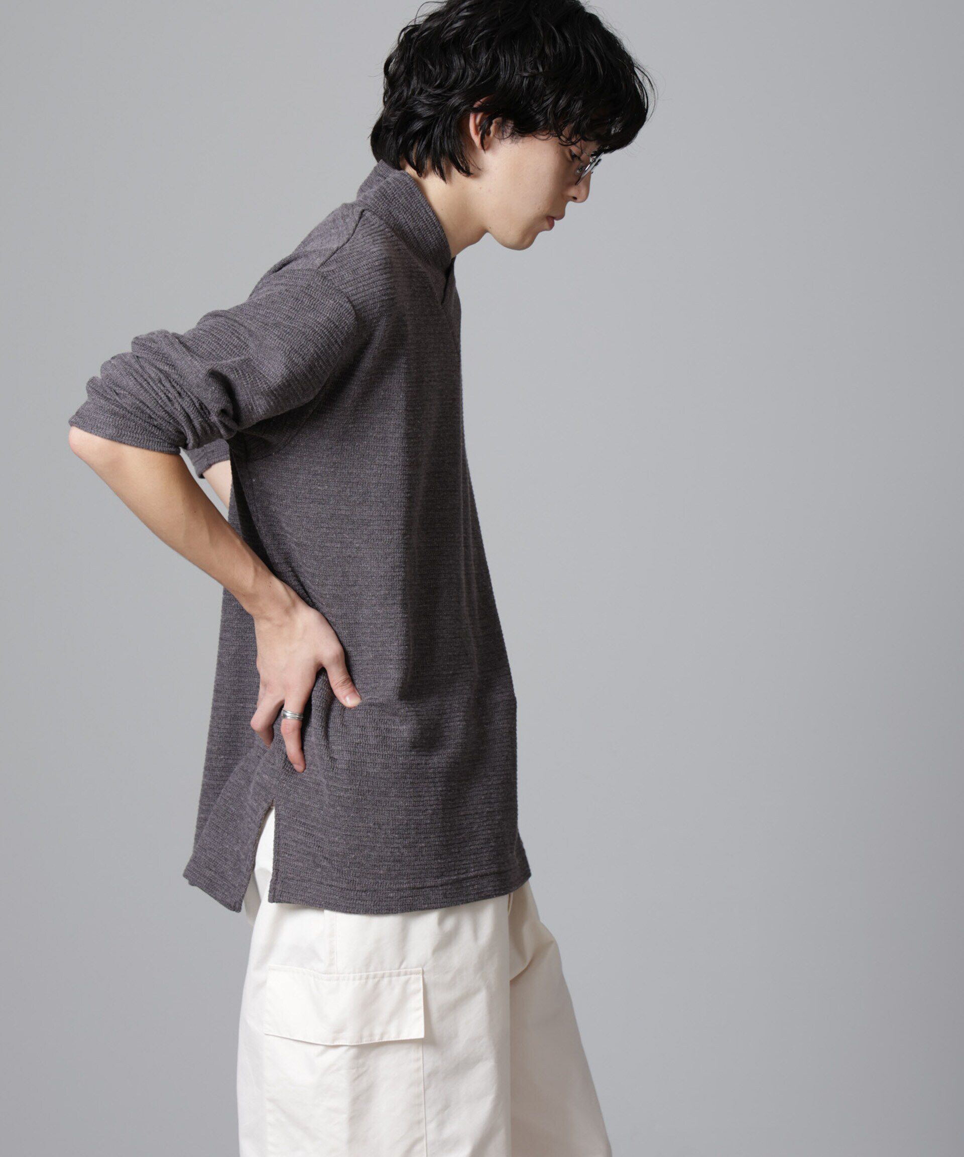 nano･universe「WEB限定/デザインネックサーマルプルオーバー 長袖」|Tシャツ・カットソー|