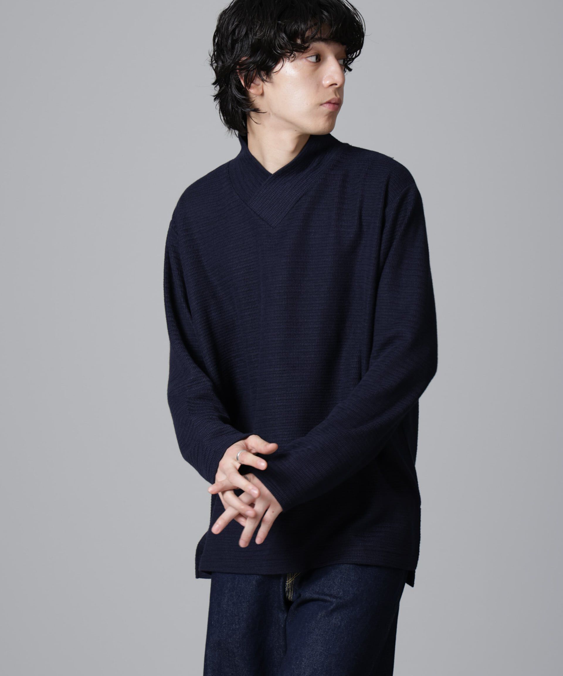 nano･universe「WEB限定/デザインネックサーマルプルオーバー 長袖」|Tシャツ・カットソー|