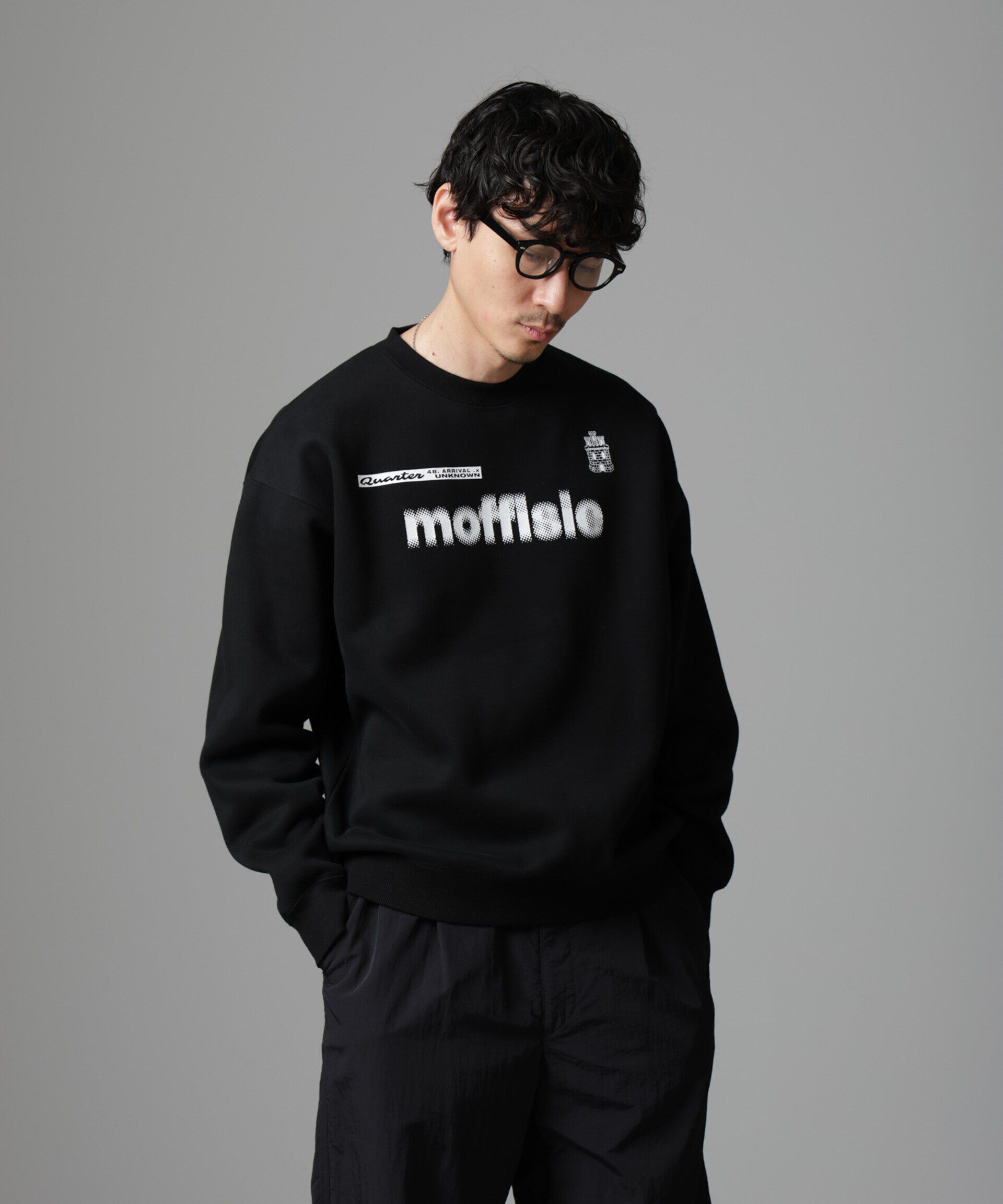 nano･universe「｢MOFFISIE｣オリジナルプリントスウェット」|Tシャツ・カットソー|ブラック