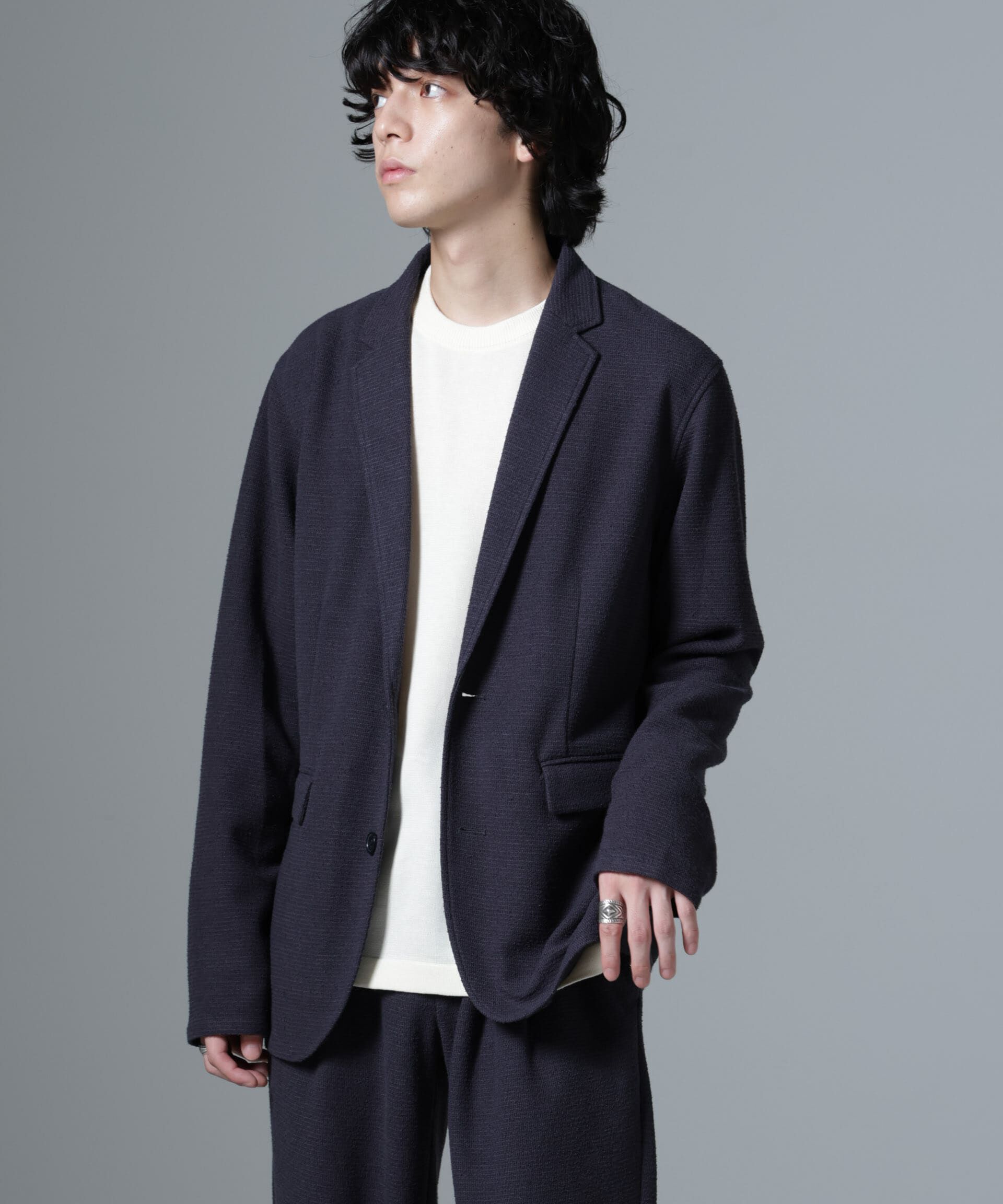 nano･universe「ストレッチメランジジャケット(セットアップ可)」|テーラードジャケット|ネイビー
