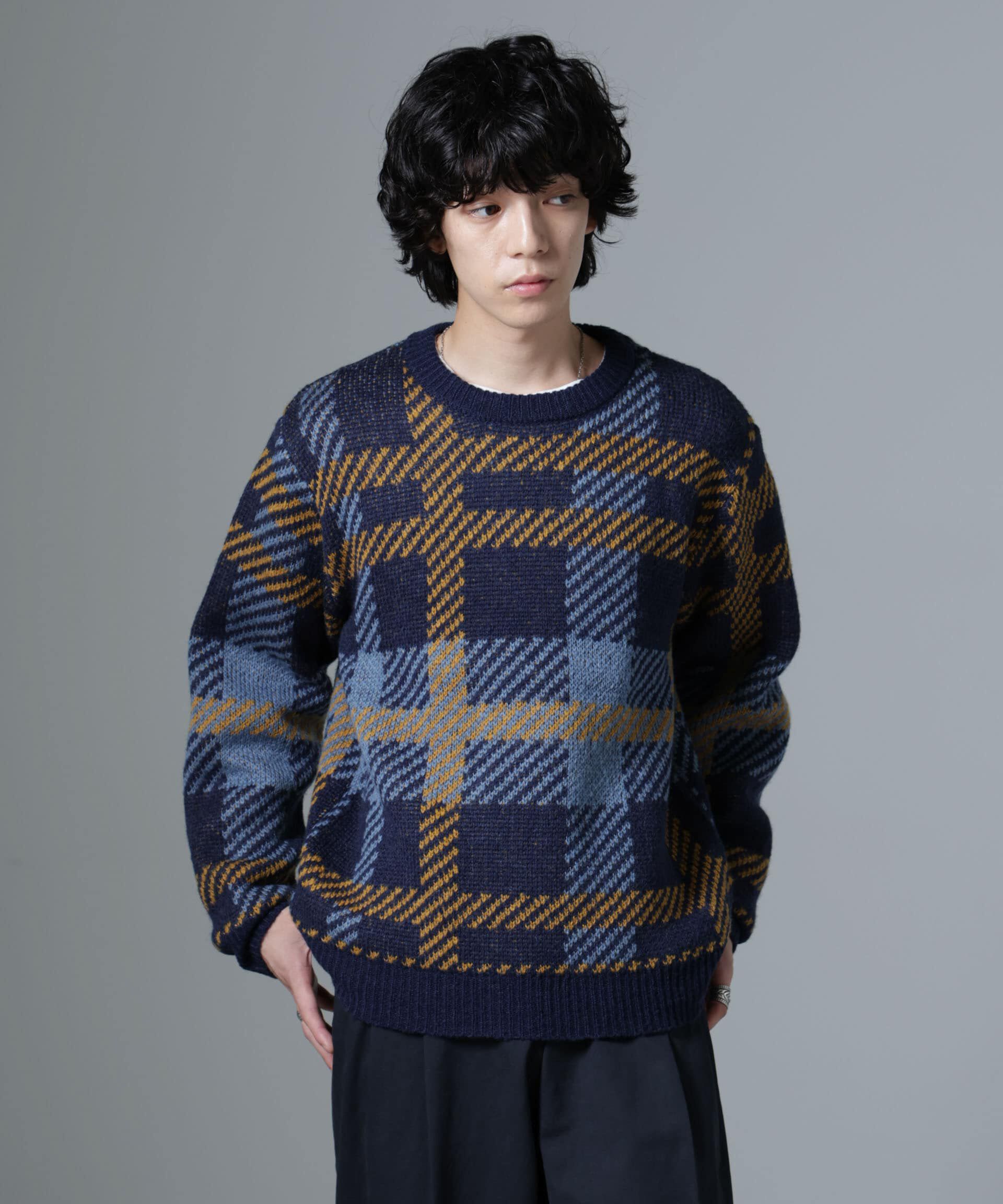 nano･universe「ウールミックスパターンニット」|ニット・セーター|ブルー