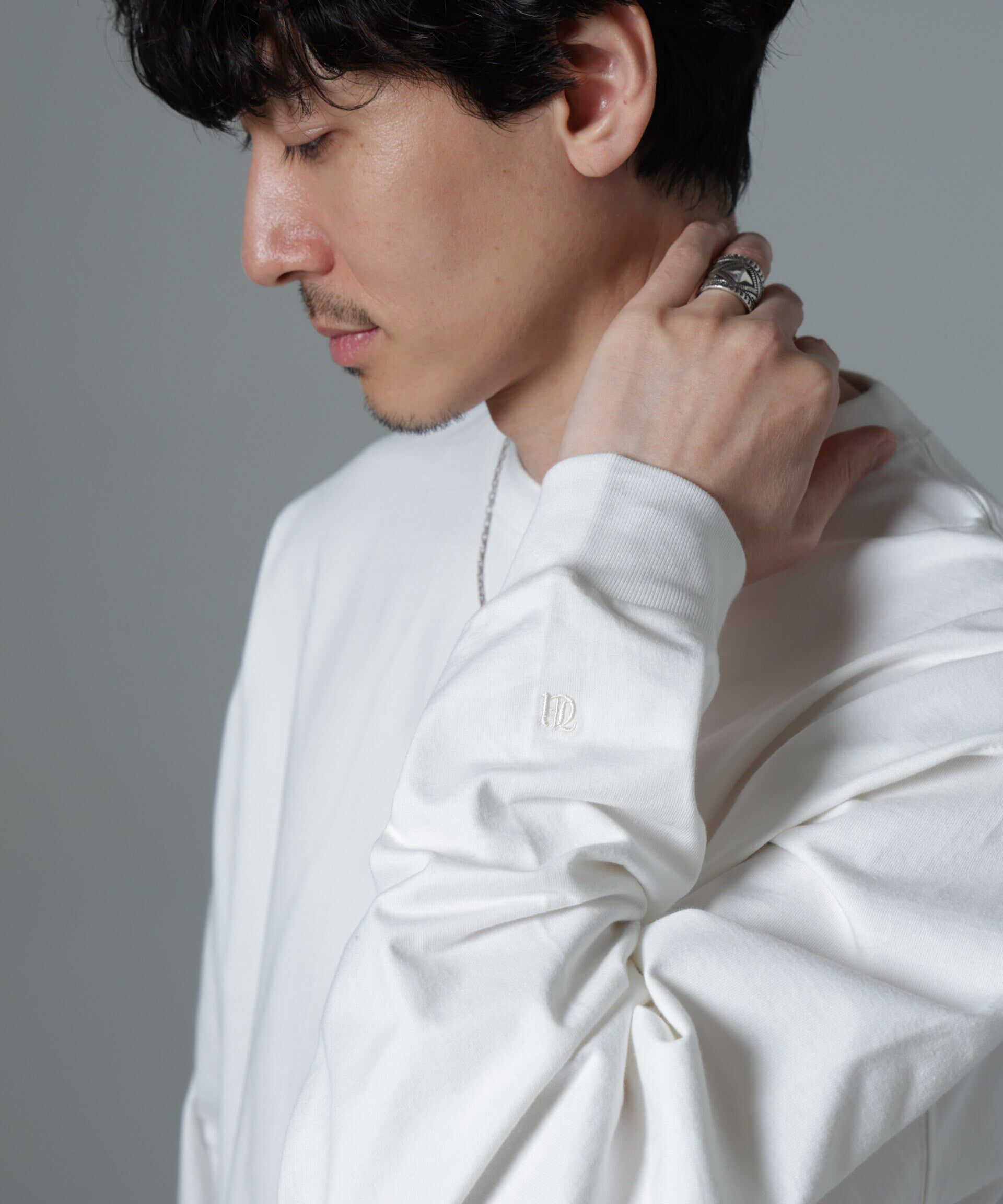 nano･universe「ビッグシルエットワンポイントTシャツ 長袖」|Tシャツ・カットソー|ホワイト