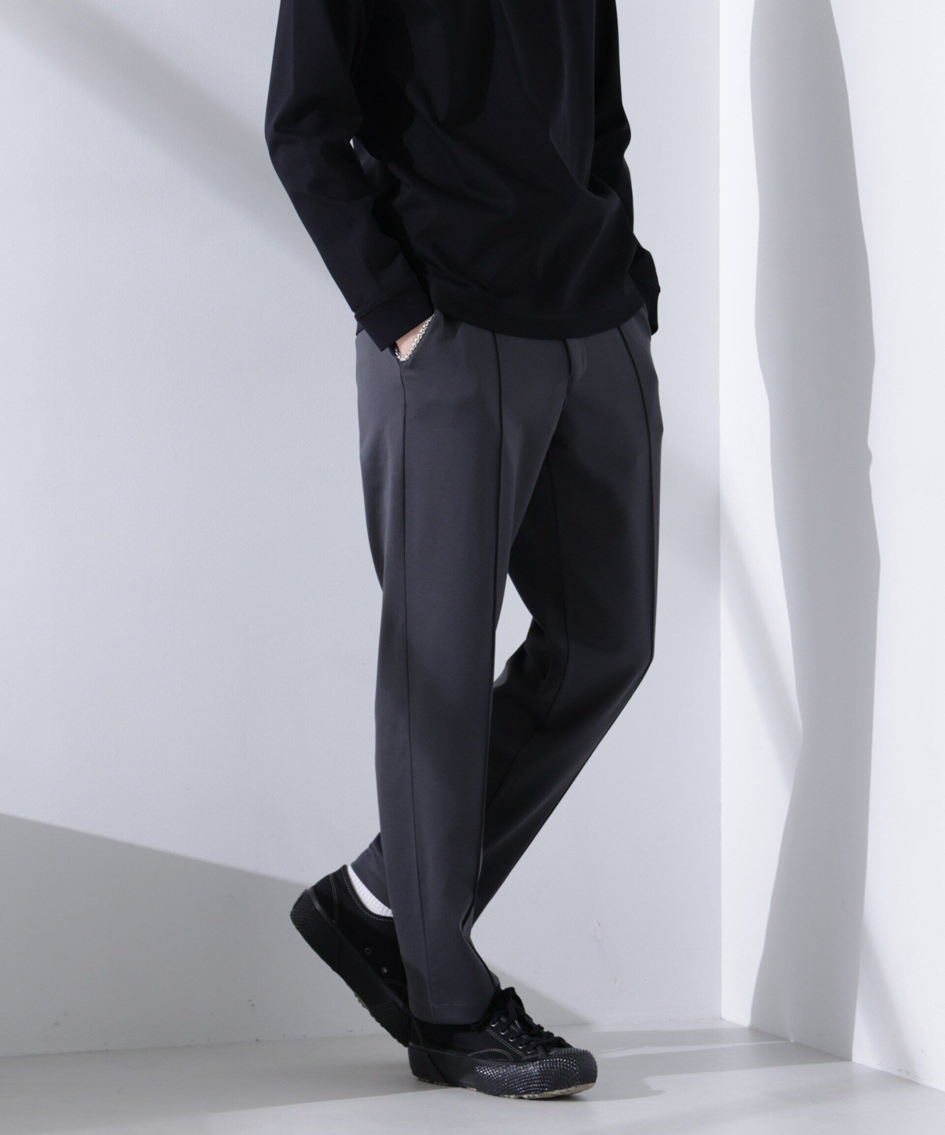 nano･universe「ダブルジャージーテーパードパンツ」|チノ|スミクロ1