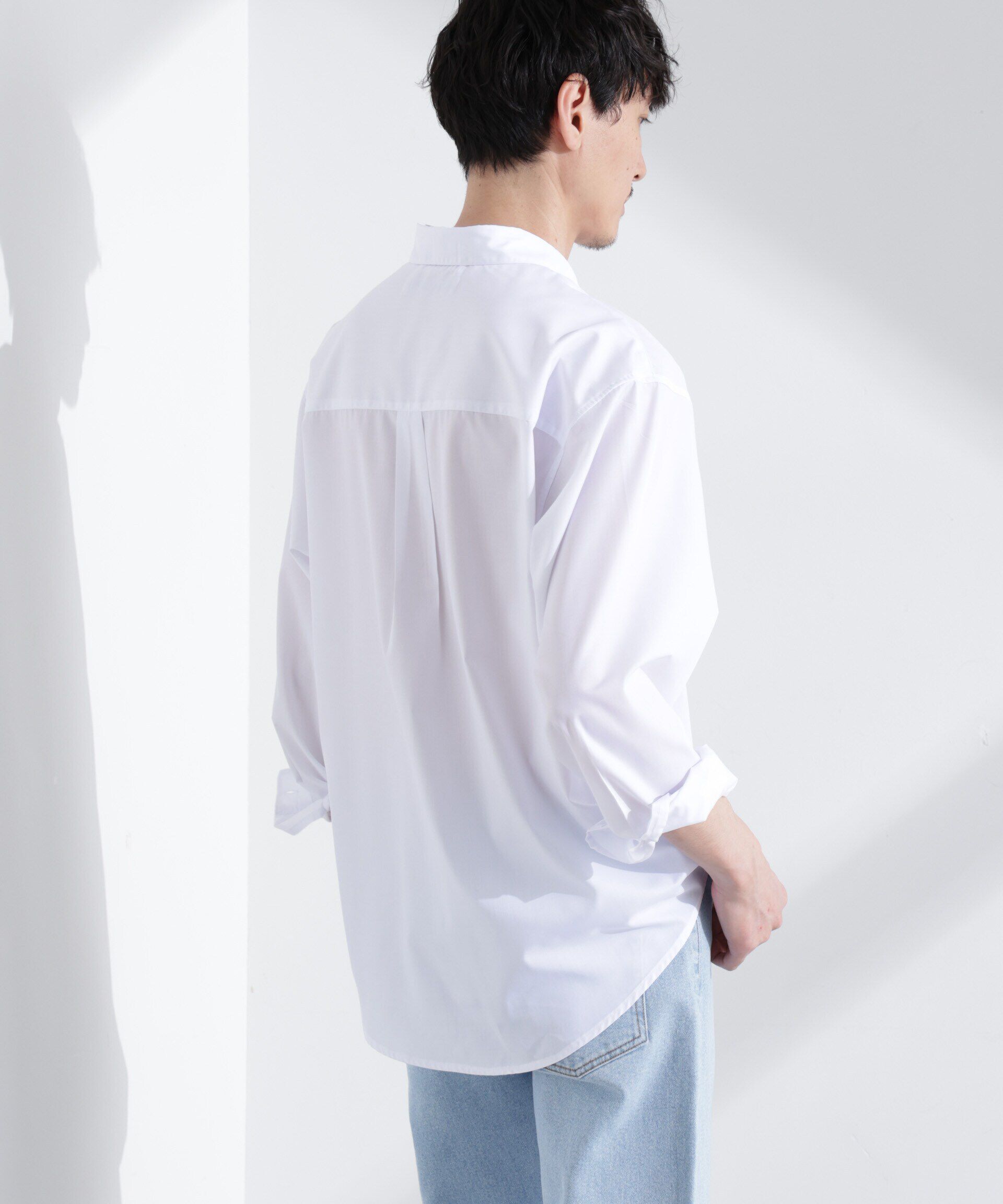 nano･universe「「NJ/CLUB」ロゴ刺繍リラックスレギュラーカラーシャツ」|シャツ・ブラウス|