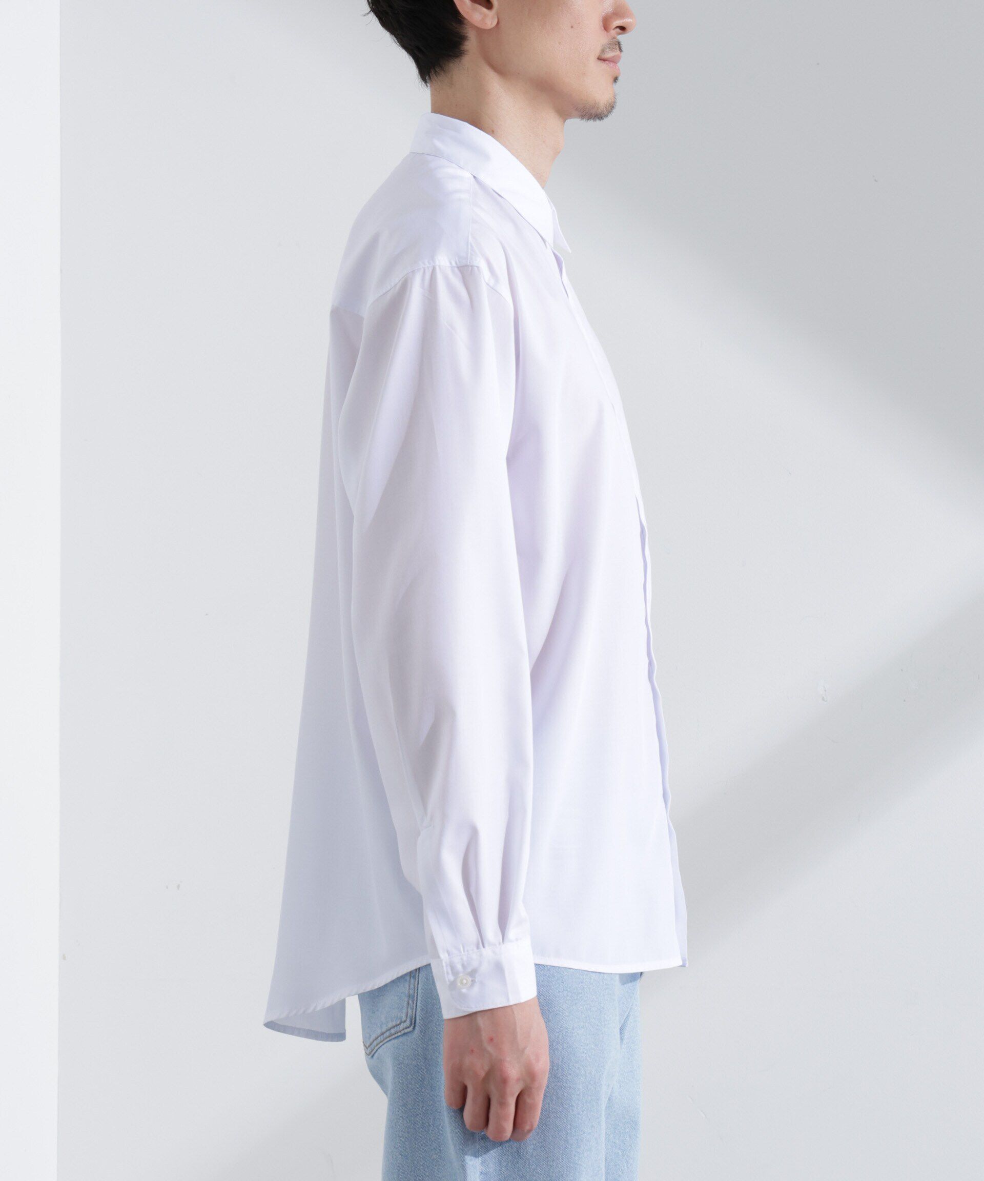 nano･universe「「NJ/CLUB」ロゴ刺繍リラックスレギュラーカラーシャツ」|シャツ・ブラウス|