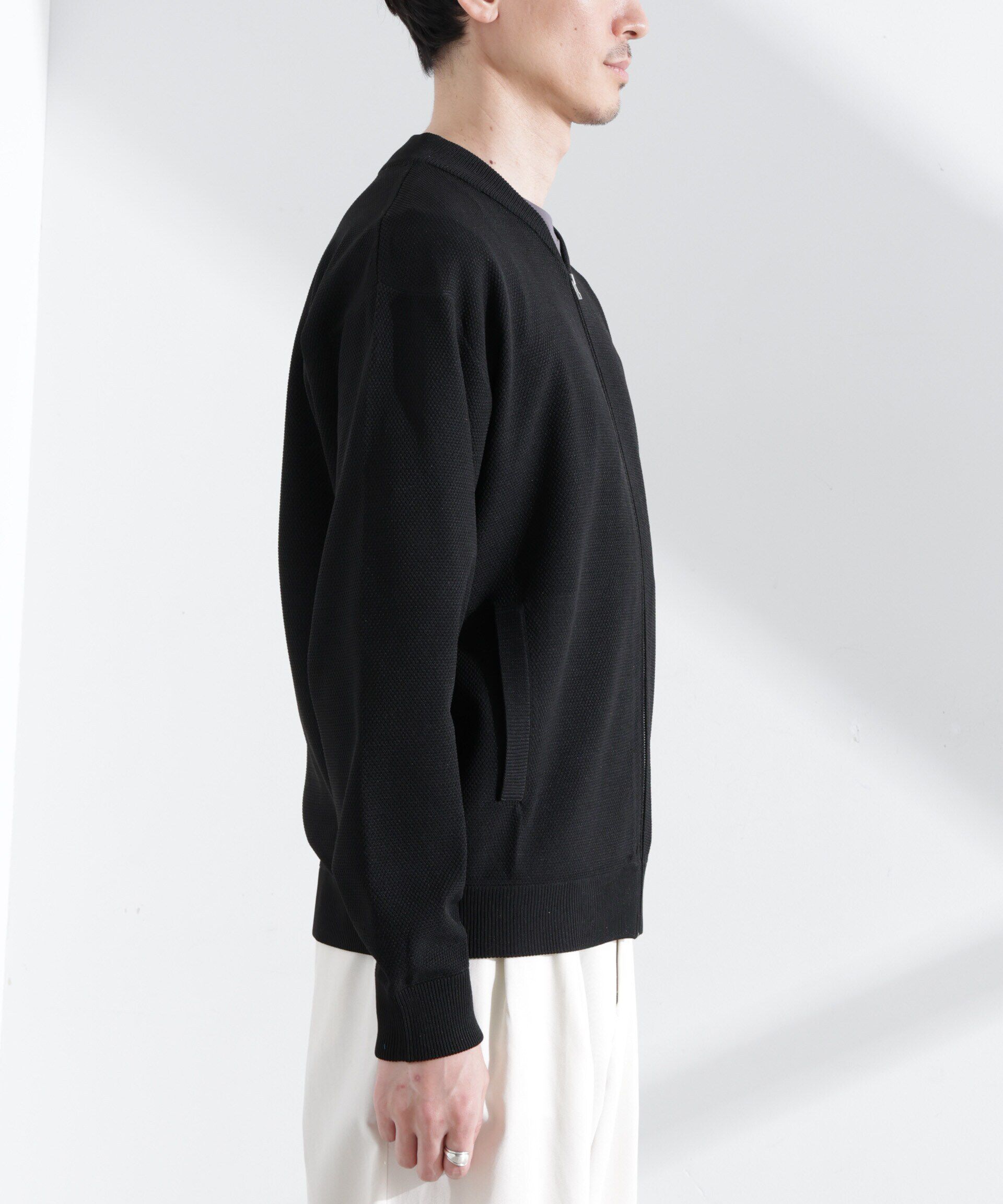 nano･universe「エアニットジップブルゾン」|ブルゾン・スタジャン|