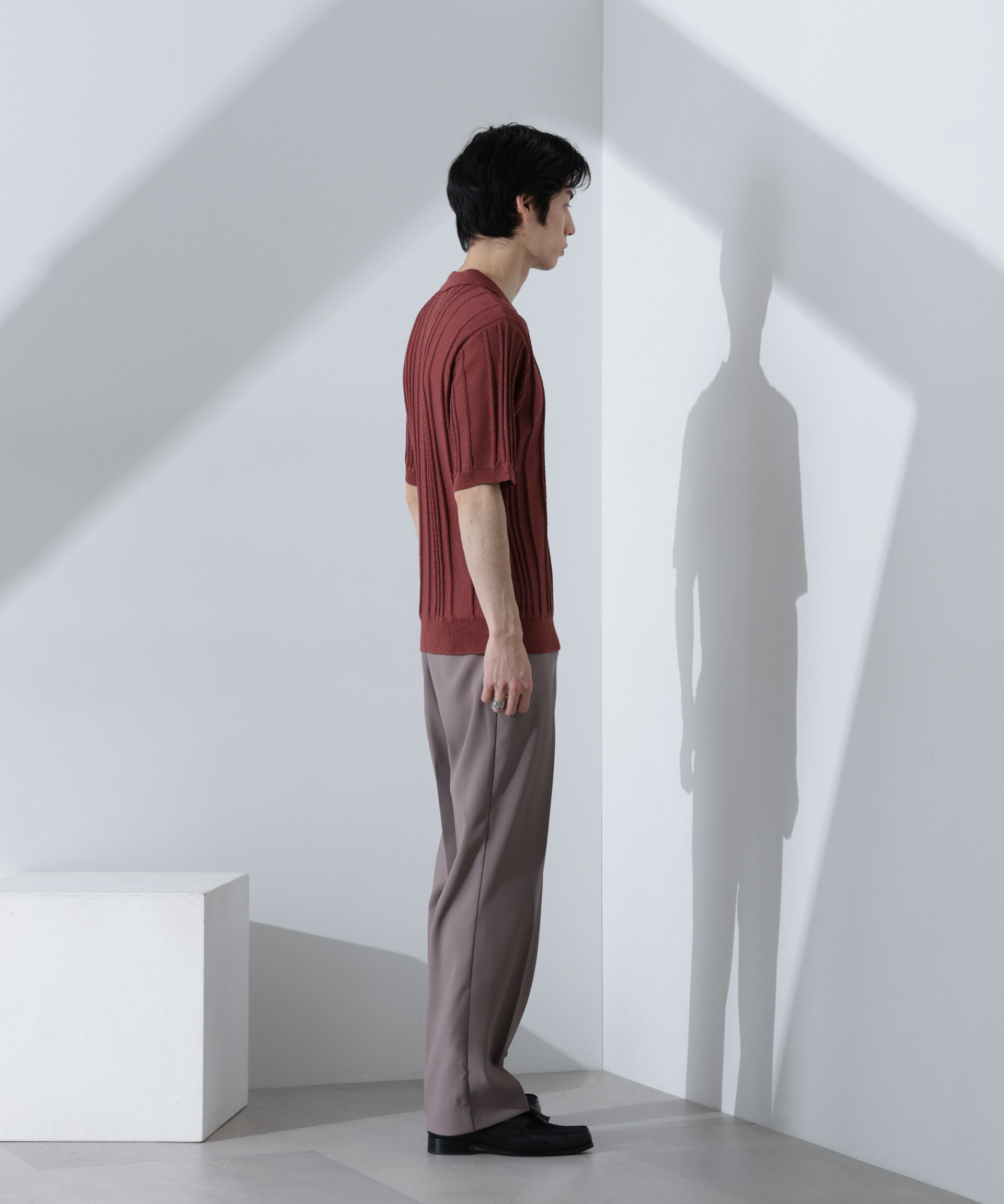 nano･universe「ストライプニットポロ 半袖」|ニット・セーター|