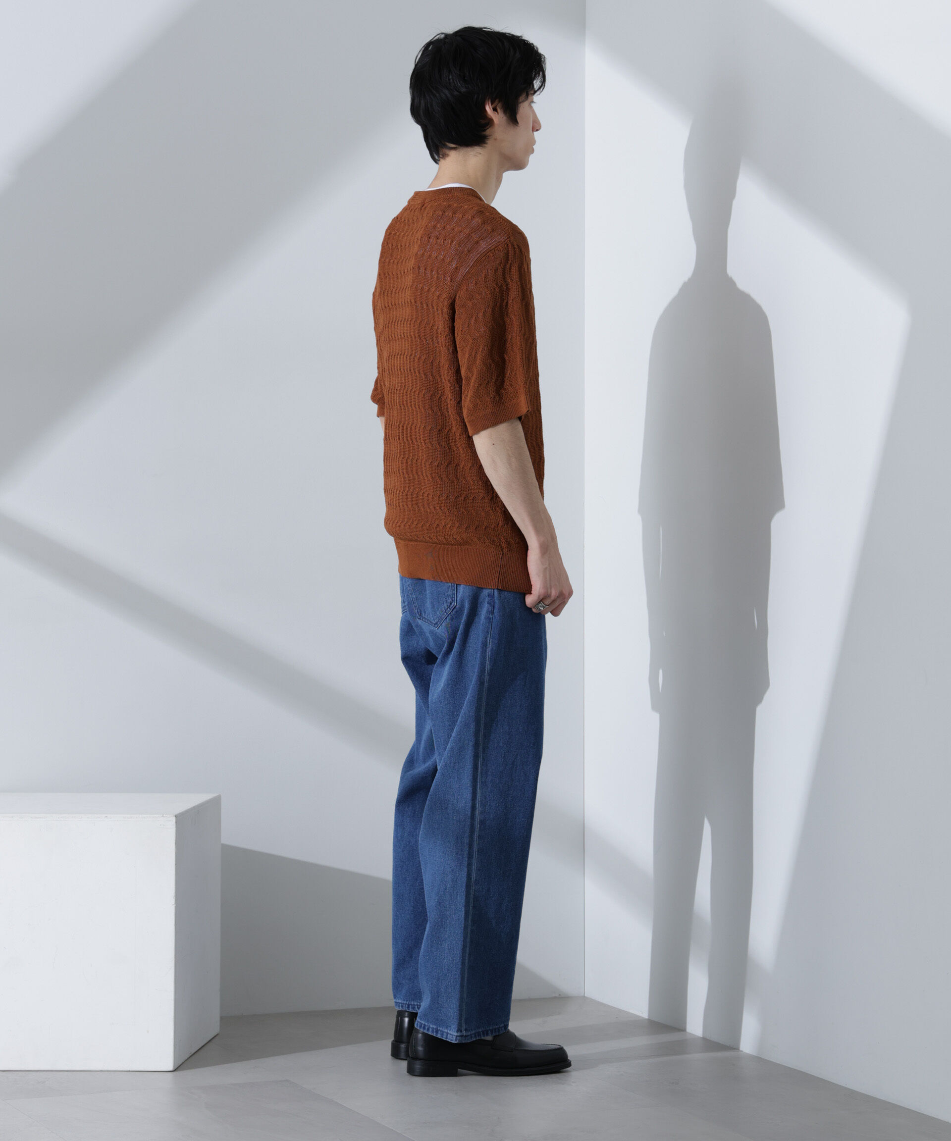 nano･universe「柄編みクルーネックニット 半袖」|ニット・セーター|