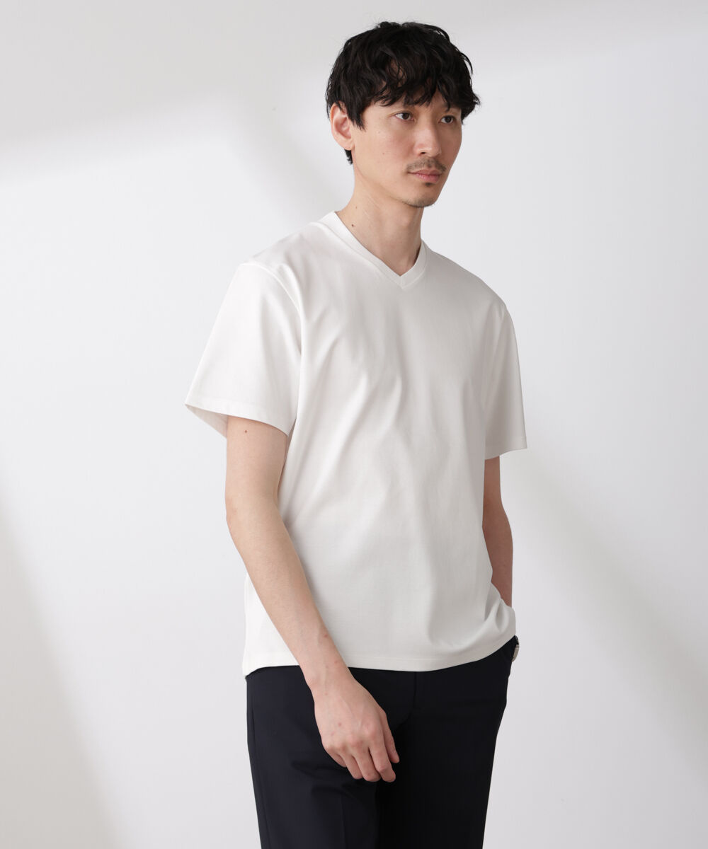 nano･universe「ジャケT(R)プレミアム Vネック 半袖」|Tシャツ・カットソー|
