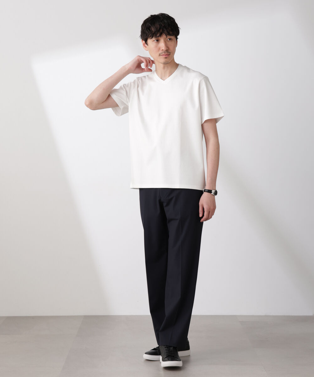 nano･universe「ジャケT(R)プレミアム Vネック 半袖」|Tシャツ・カットソー|