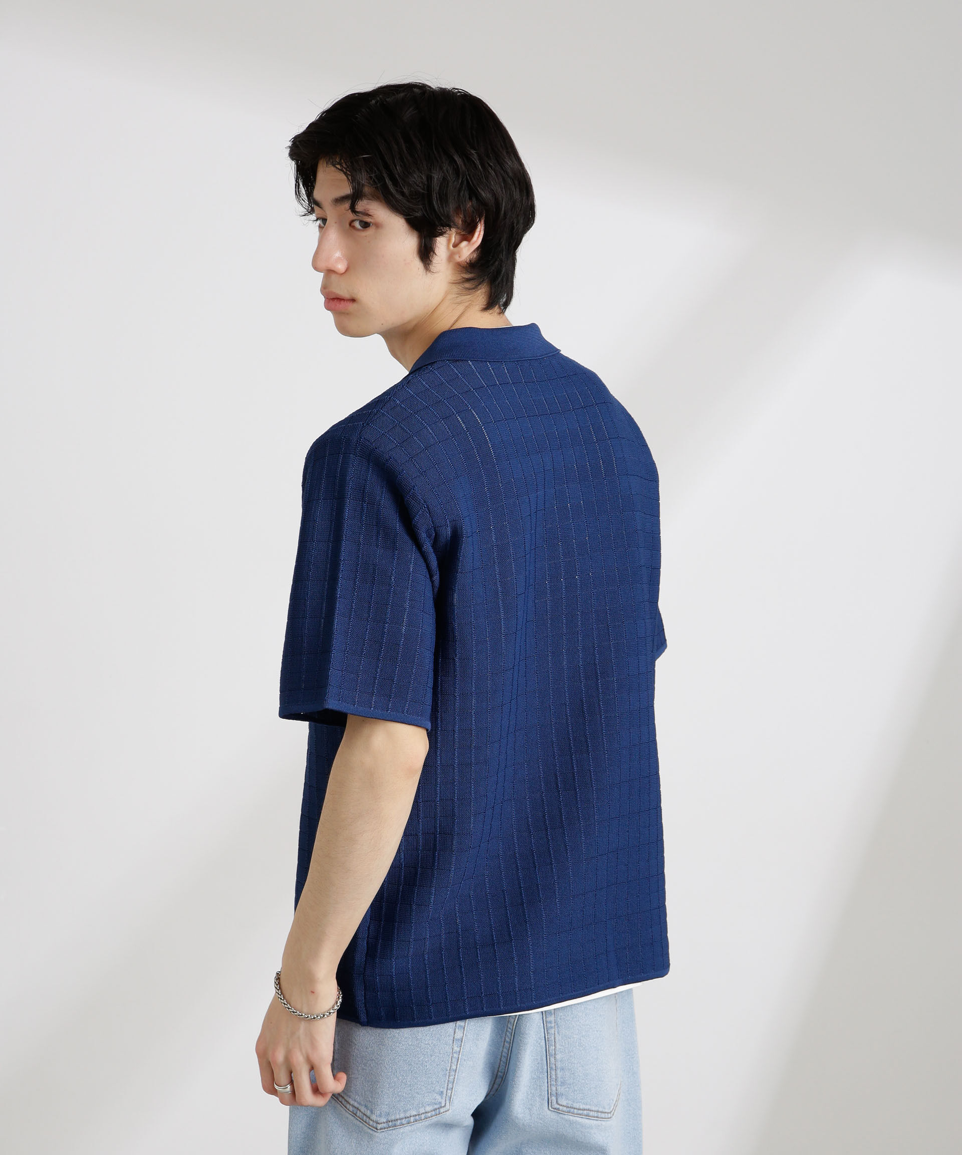 nano･universe「透かし編みスキッパーニット 半袖」|ニット・セーター|