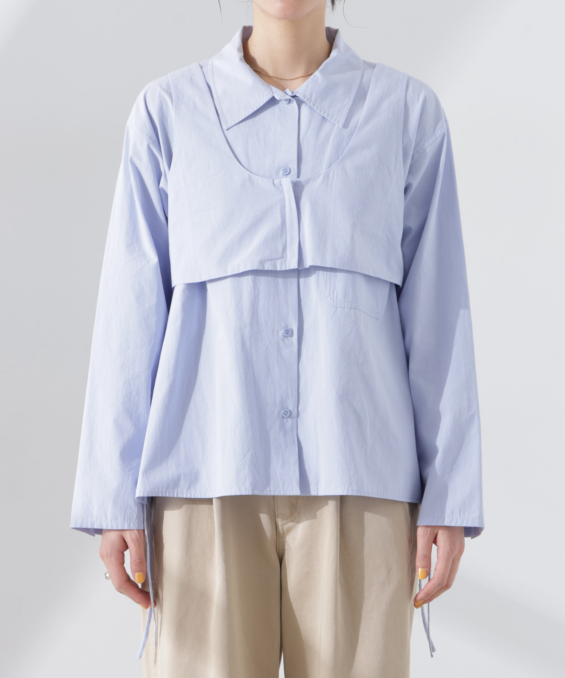 nano･universe「ビスチェセットドロストワイドコットンシャツ」|シャツ・ブラウス|