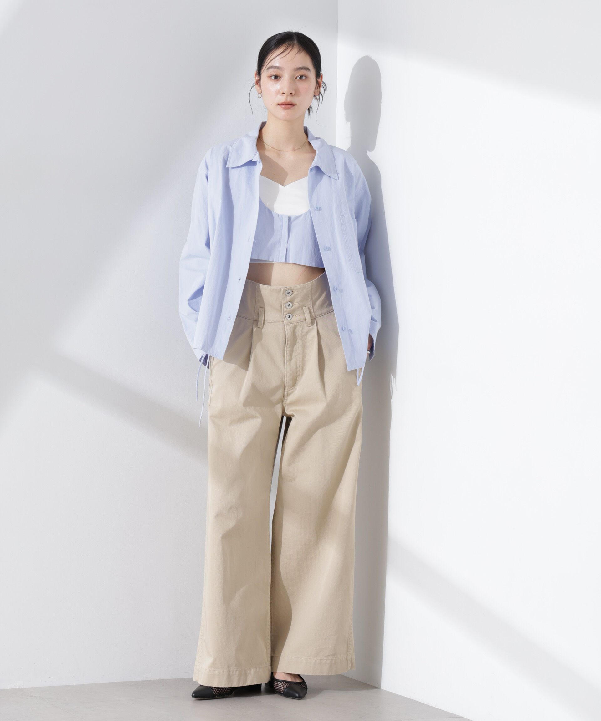 nano･universe「ビスチェセットドロストワイドコットンシャツ」|シャツ・ブラウス|