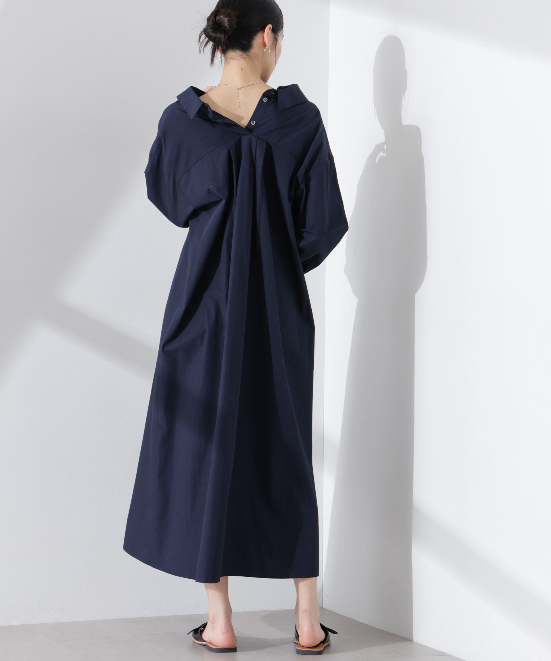 nano･universe「ニュアンスカラーフレアシャツワンピース」|ワンピース|