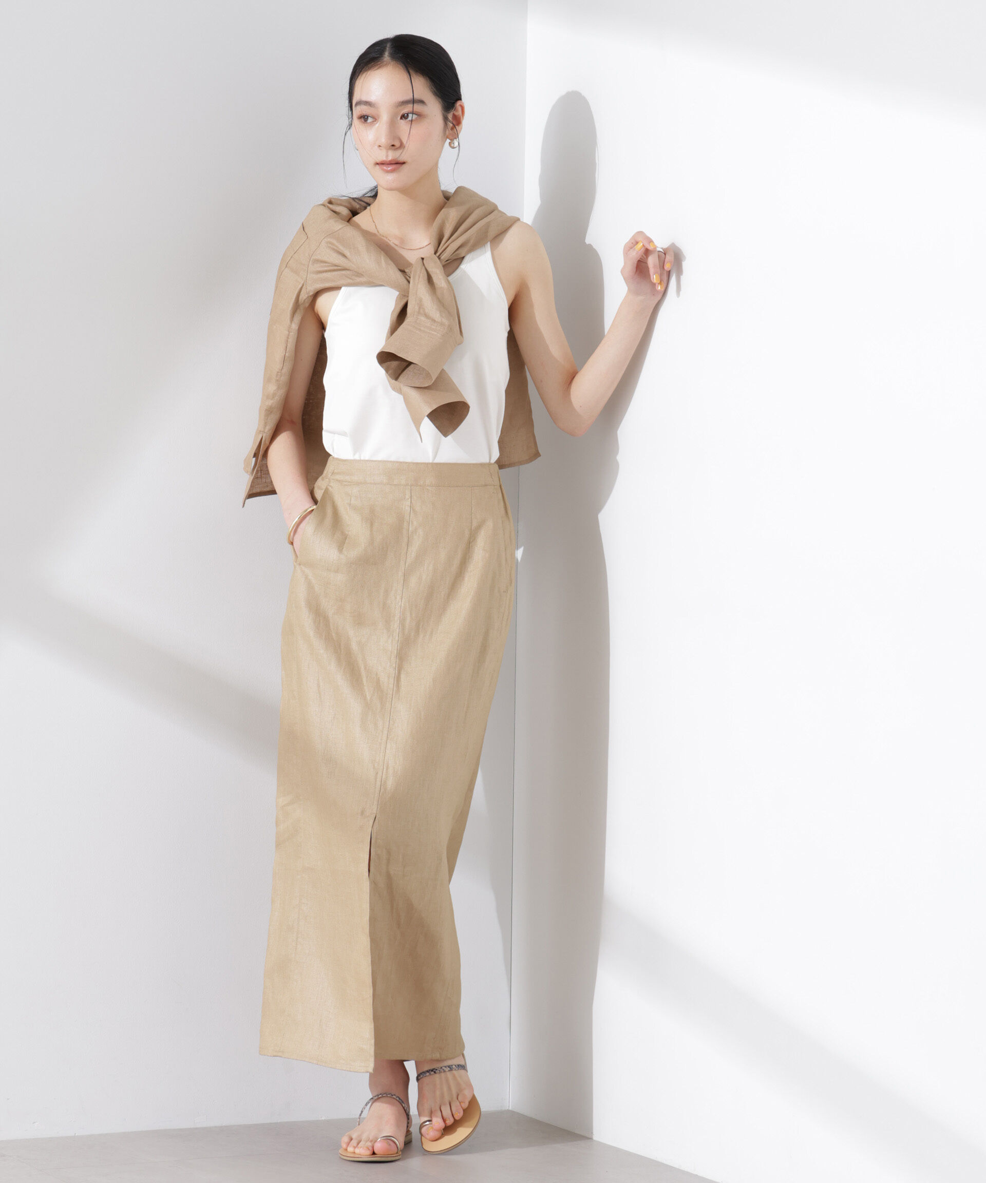 nano･universe「ストレッチポンチカップ付きバックオープンタンクトップ」|Tシャツ・カットソー|