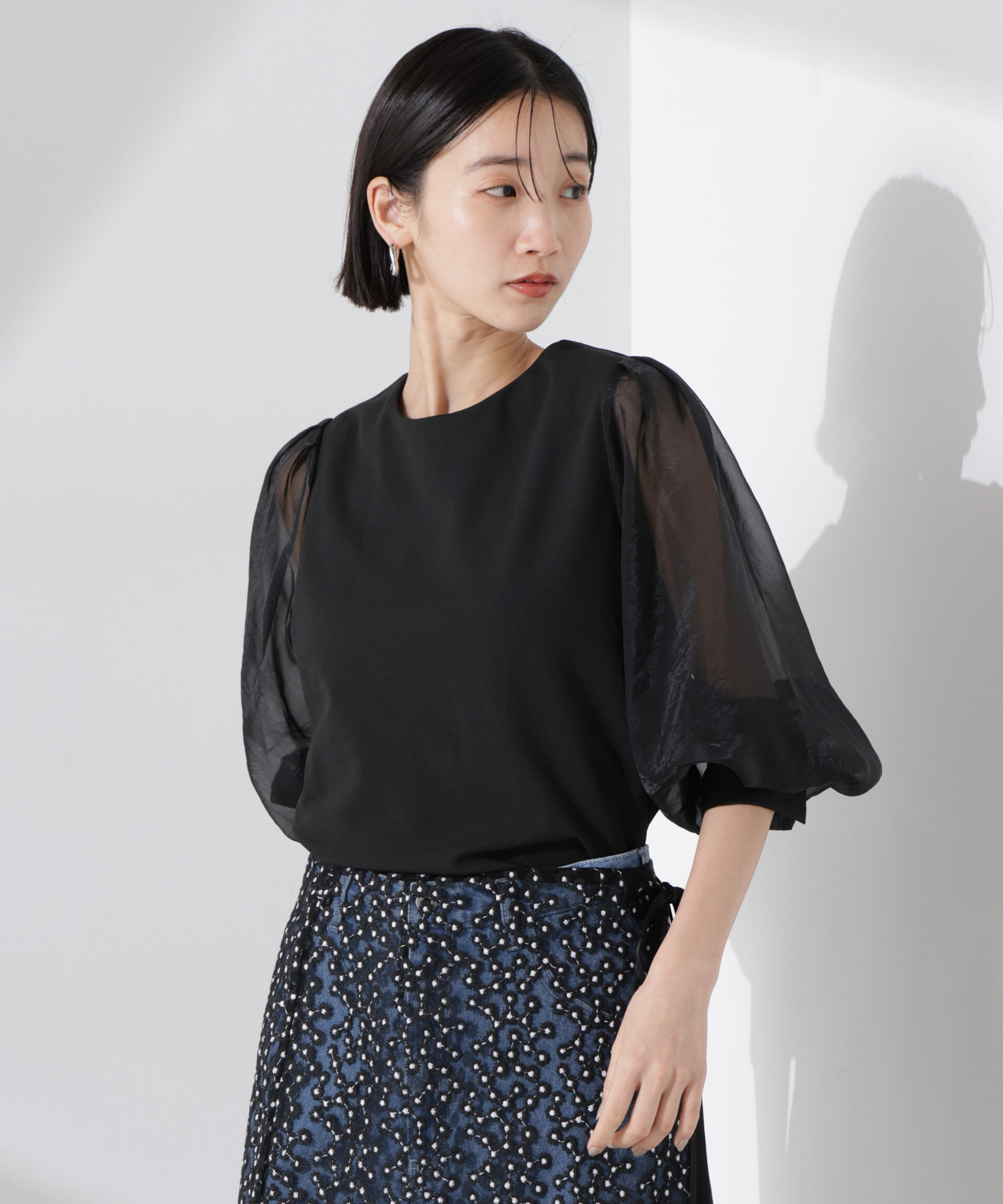 nano･universe「ｵｰｶﾞﾝｼﾞｰｽﾘｰﾌﾞｺﾝﾋﾞｶｯﾄｼﾞｮｰｾﾞｯﾄﾄｯﾌﾟｽ(」|Tシャツ・カットソー|